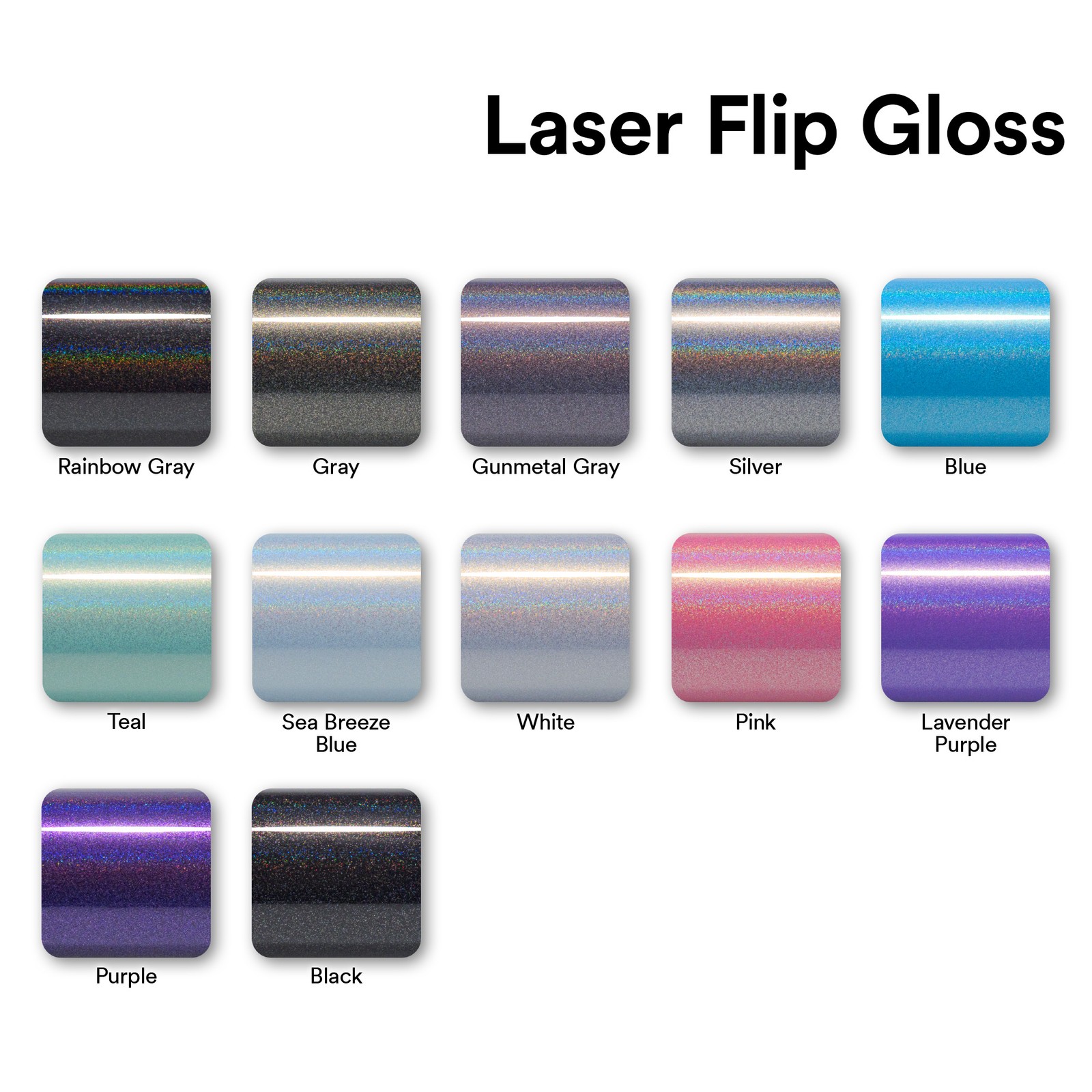 Laser Flip Gloss Gray Metallic Glossy Rainbow Holographic Vinyl Wrap Sticker