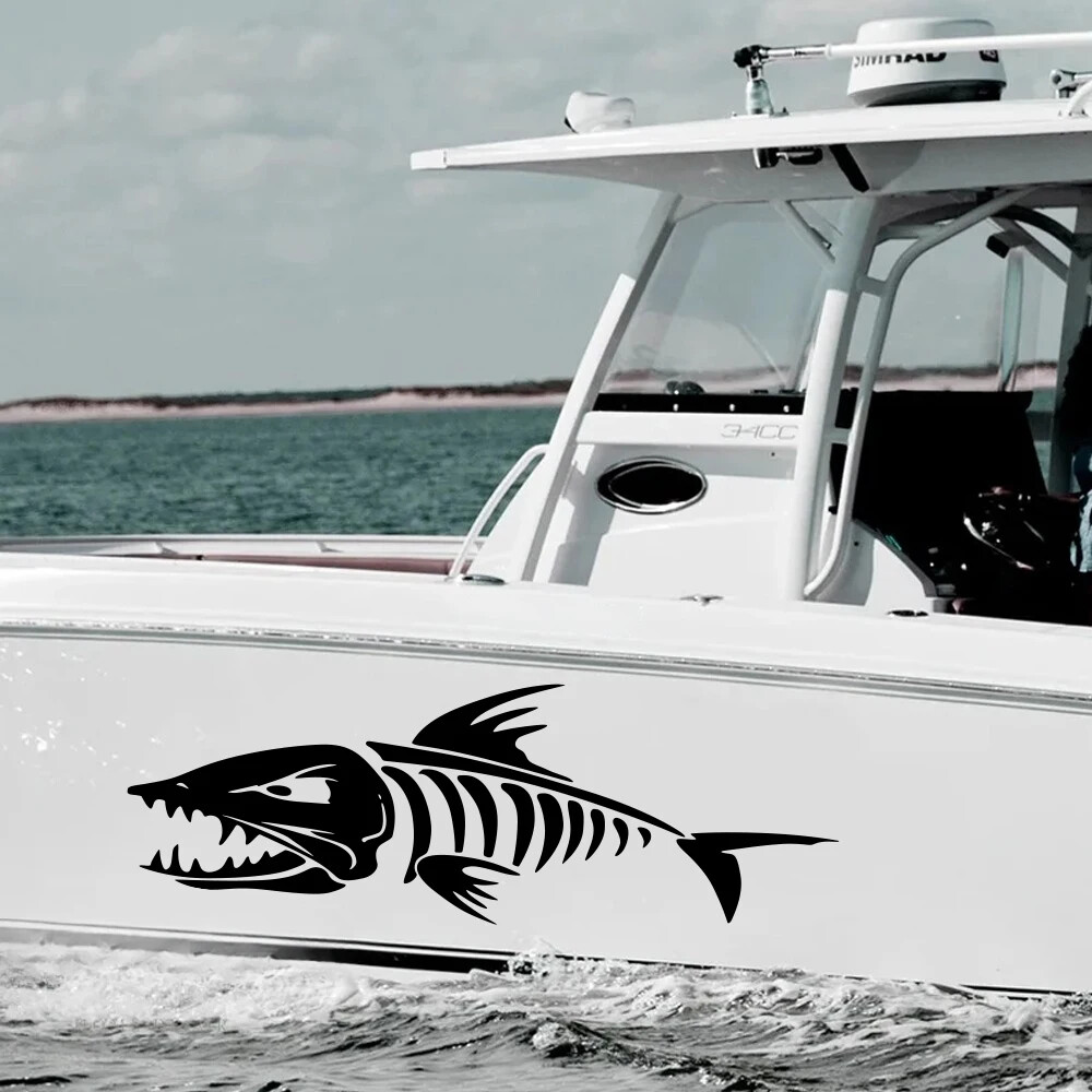 Fish Bone Stickers For Boat Body Decal Styling Engine Hood Decor Cruise Cover