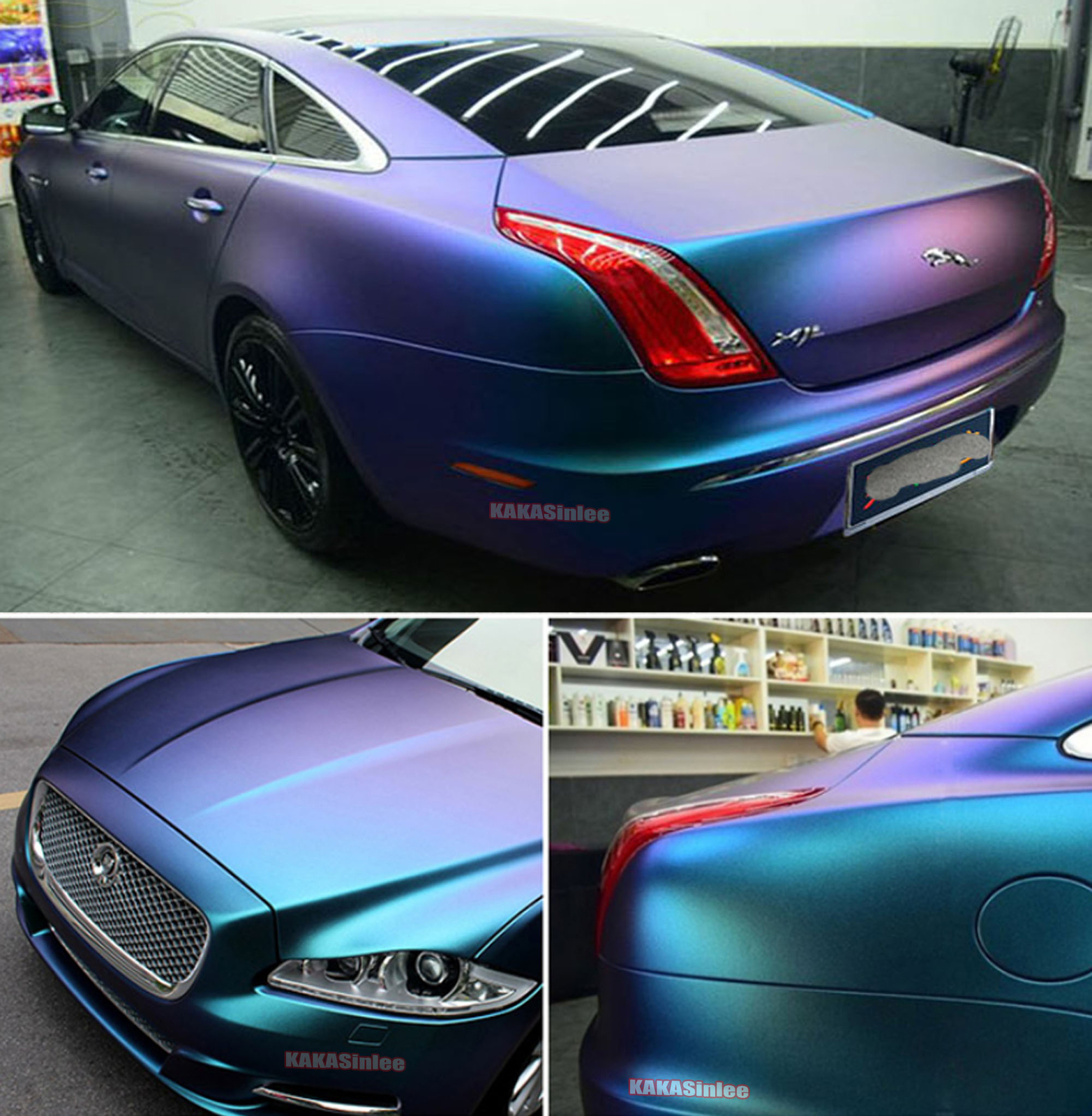 Flexible PL Blue Chameleon Car Pearl Metal Satin Chrome Vinyl Wrap Sticker US