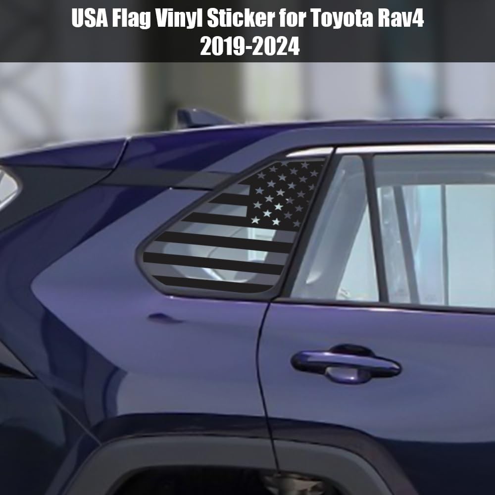 Pair USA Flag Rear Side Window Vinyl Decals Wrap Cover For Toyota Rav4 2019-2025