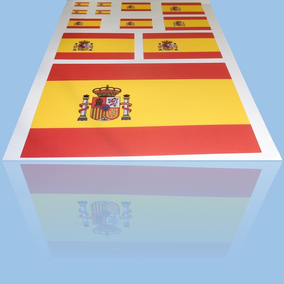 Spanish Flag Sticker: 12 X Vinyl Sticker Decals Self Adhesive Backing