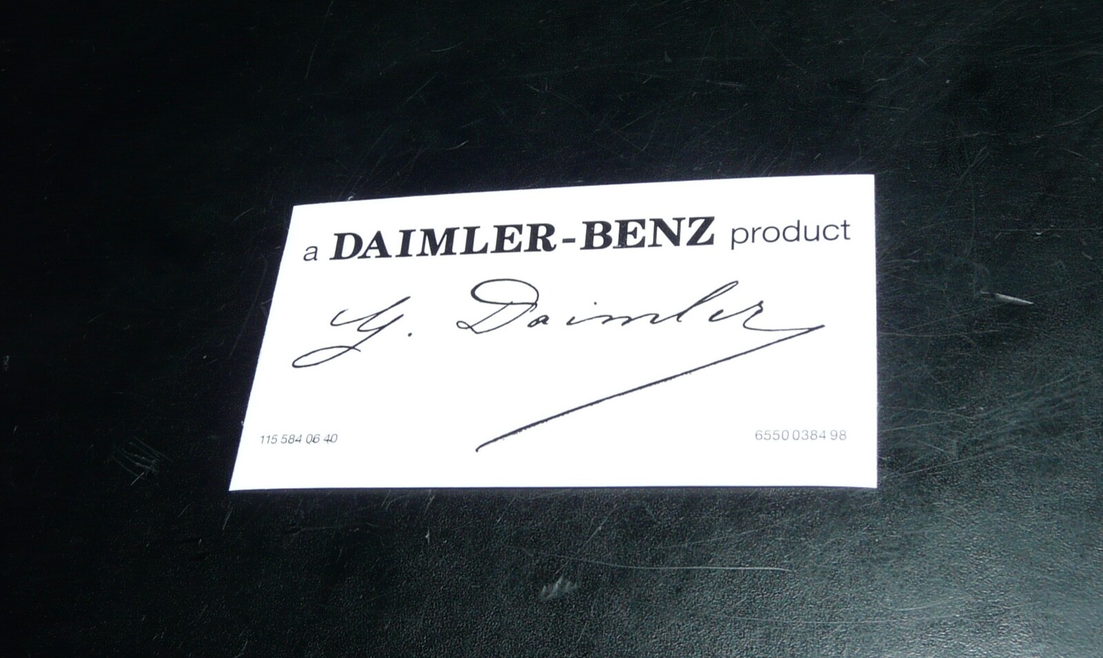 Windshield Sticker “a DAIMLER-BENZ product ” with Gottlieb Daimler’s signature