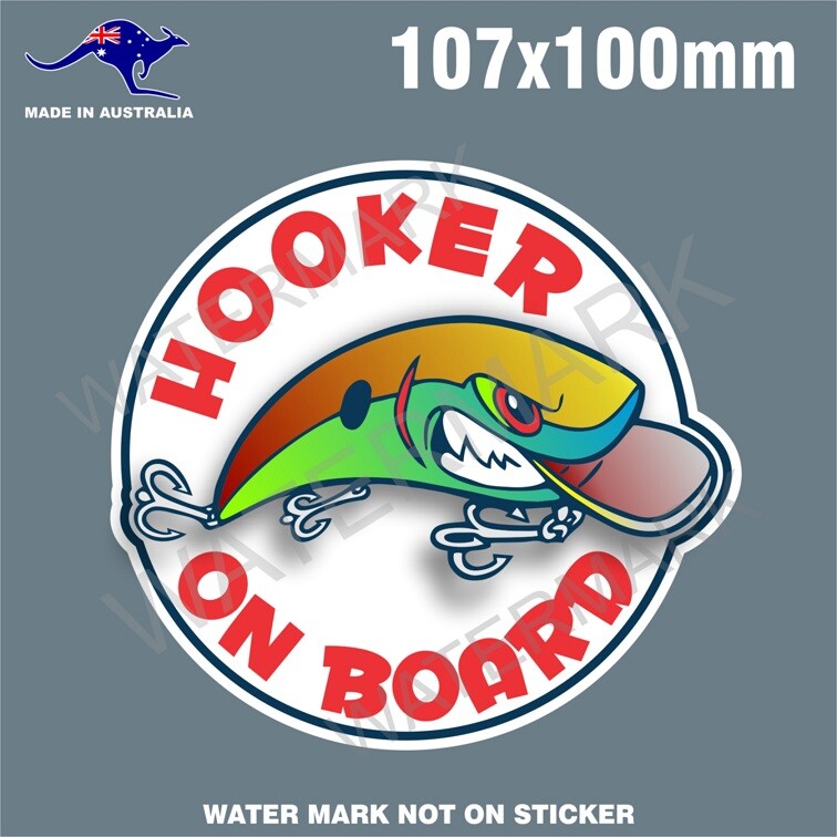 HOOKER ON BOARD STICKER BOAT FISHING STICKERS