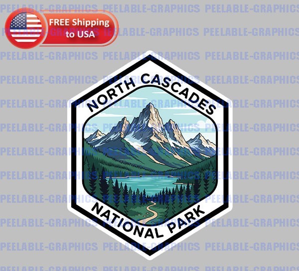 North Cascades National Park Bumper Vinyl Decal Sticker Washington Travel C