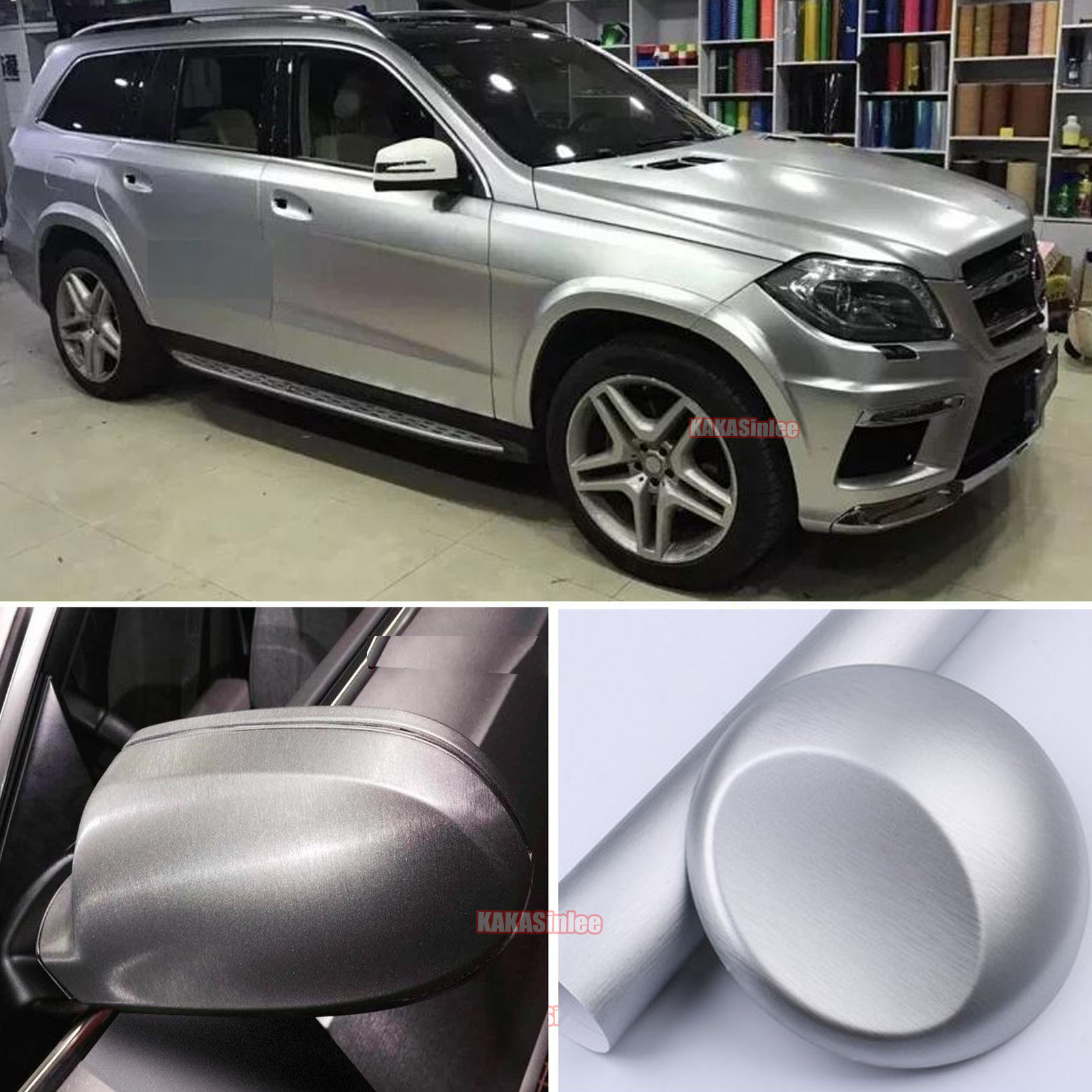 Full Car Wrap Brushed Metal Satin Chrome Vinyl Film Sticker Silver 50FT x 5FT US