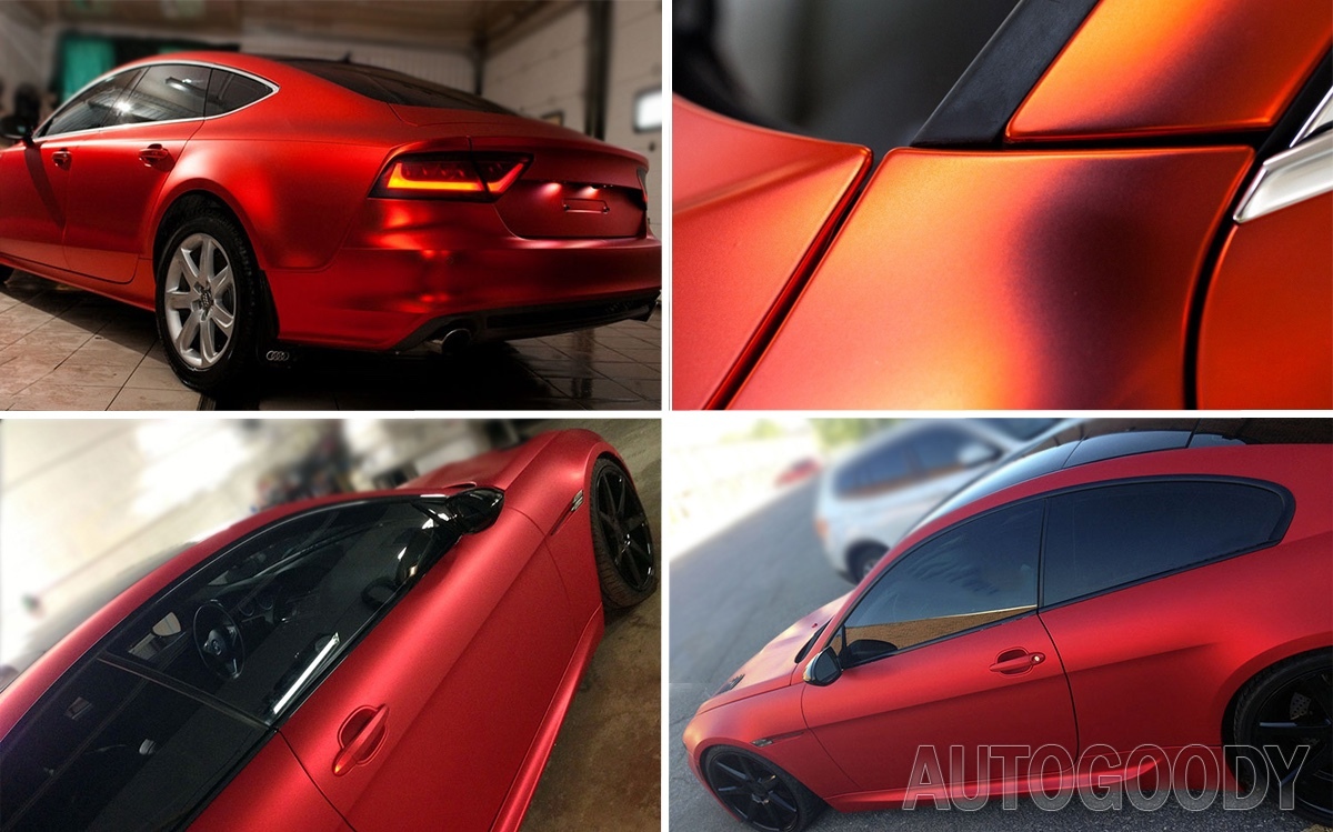 12″ x 60″ Satin Matte Chrome Metallic Red Vinyl Film Wrap Sticker Bubble Free