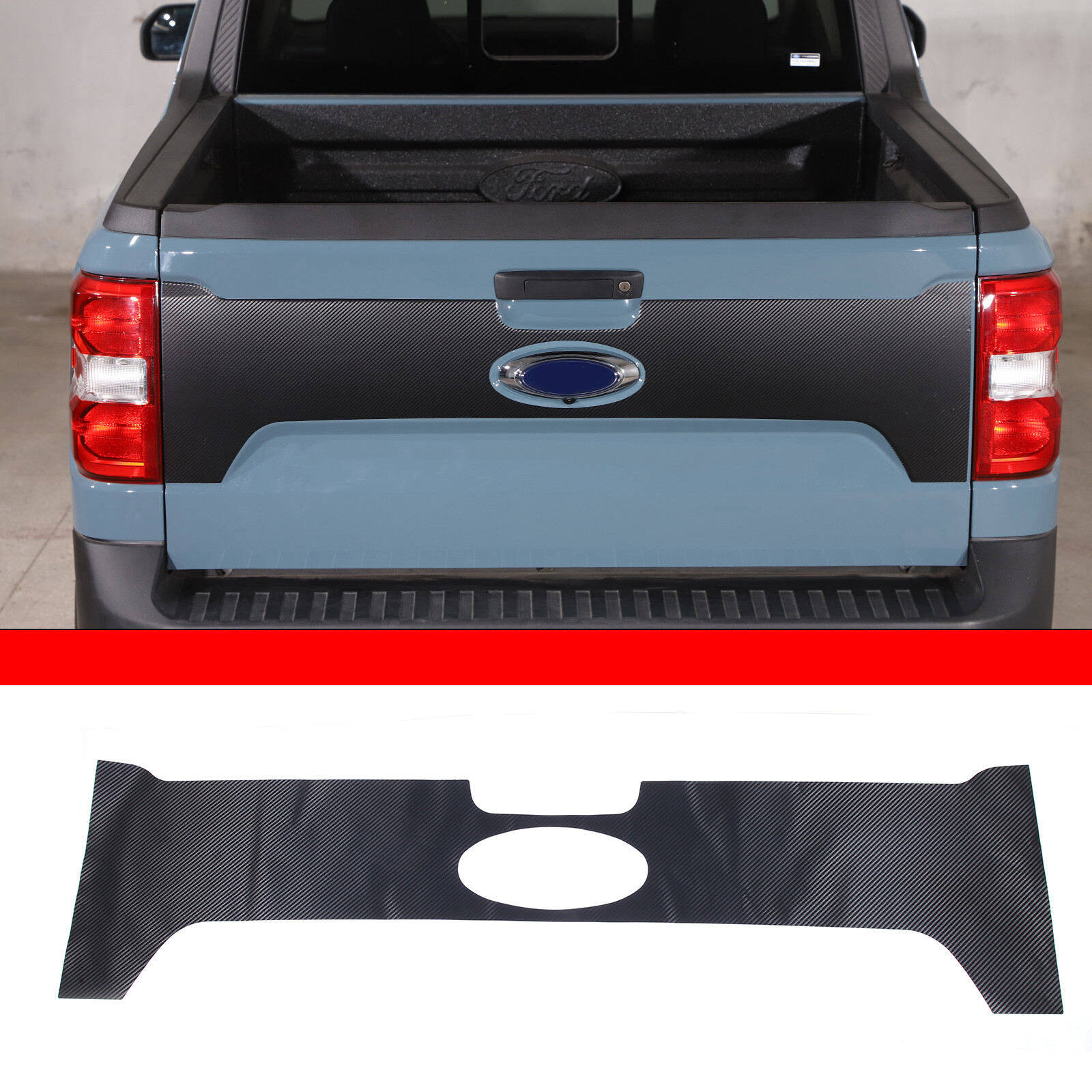 Carbon Fiber Texture Tailgate Decal Vinyls Fits Ford Maverick 2022-2024