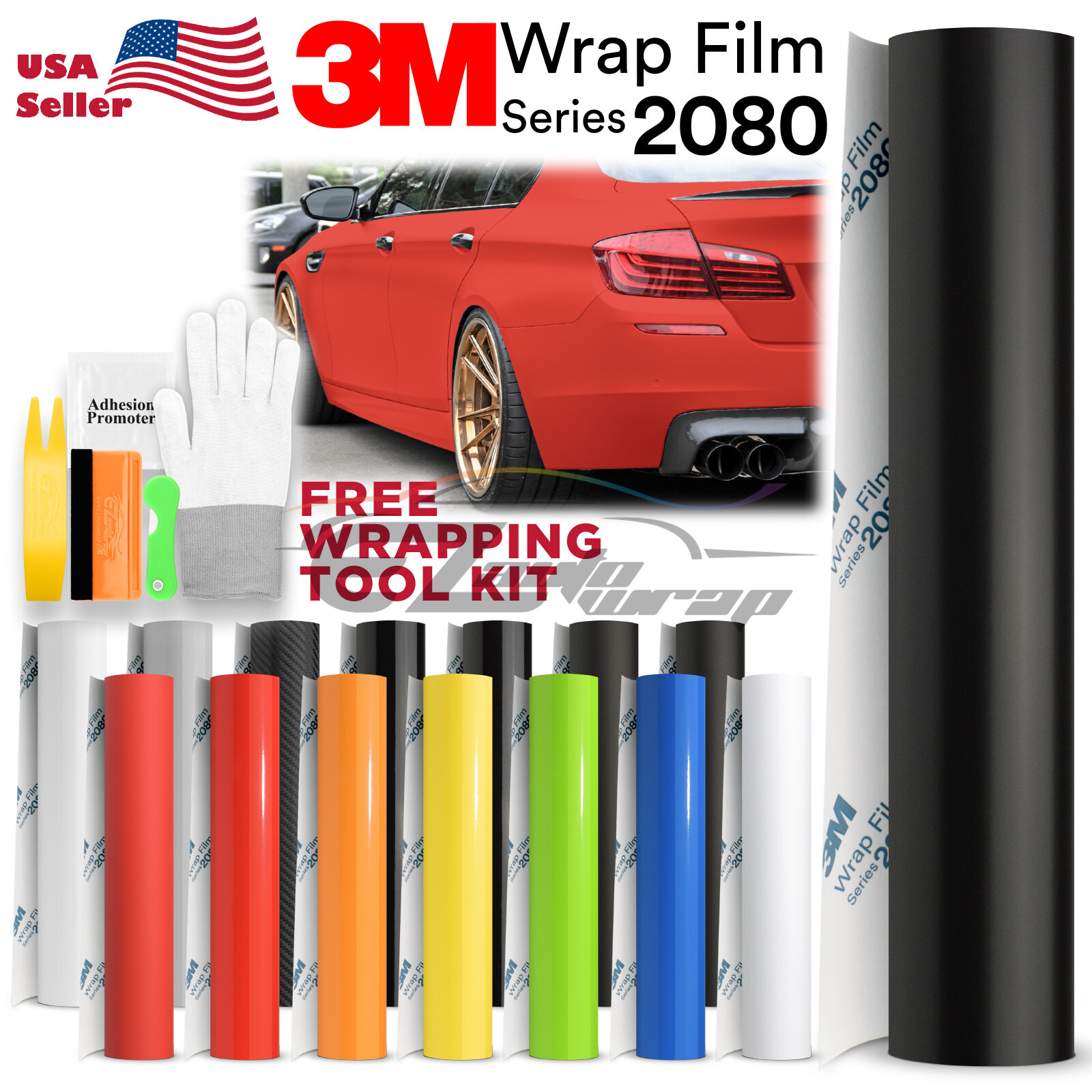 Genuine 3M 2080 Black Vinyl Vehicle Wrap Car Sticker Film Decal Bubble Free