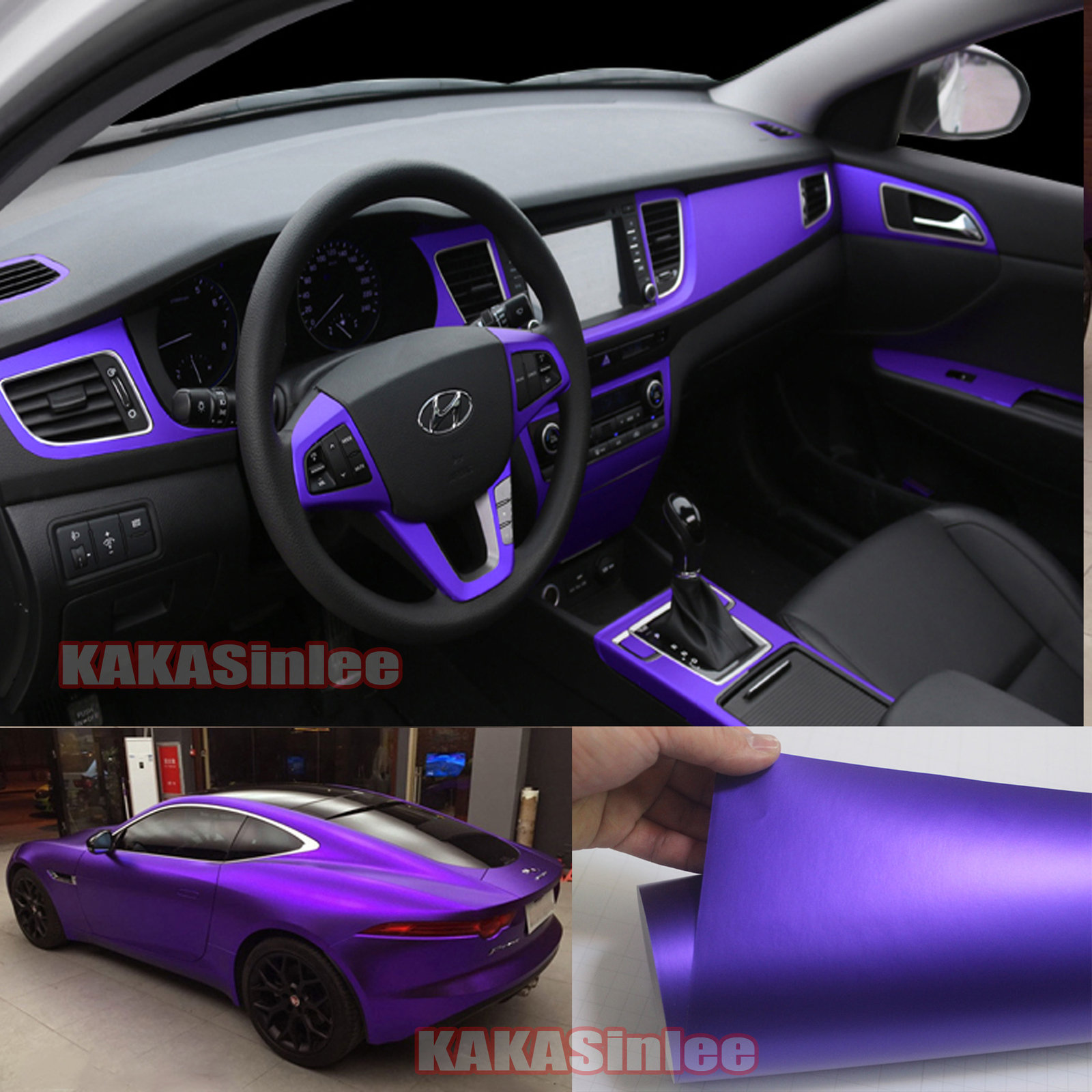 Purple Flexible Whole Car Wrap Satin Matte Chrome Vinyl Upgrade Metal Sticker AX