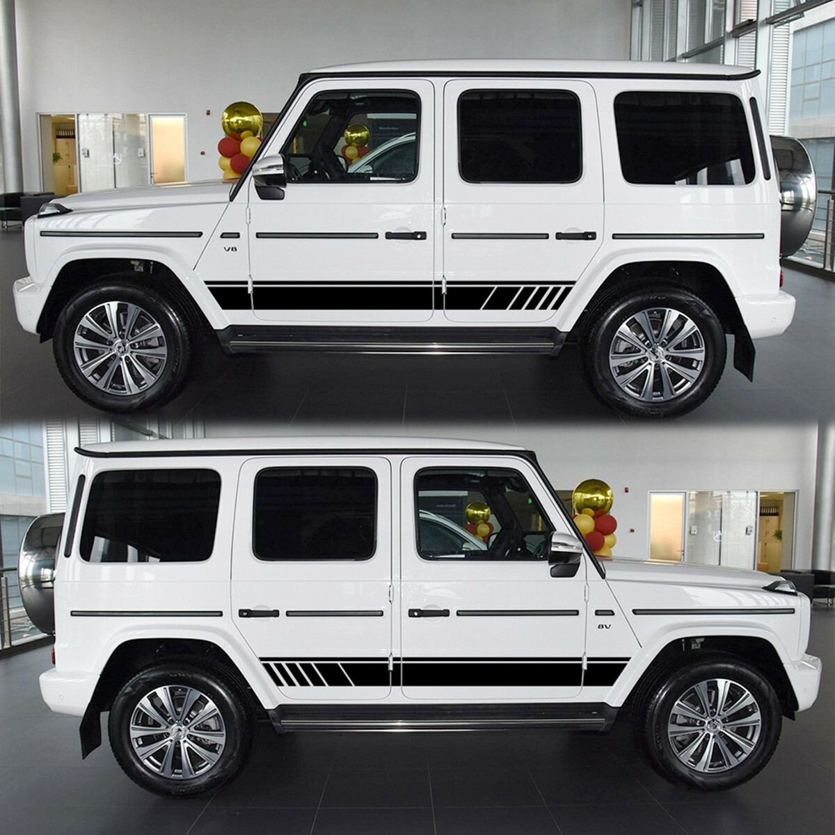 2x Car Truck Side Skirt Door Racing Graphic Vinyl Sticker Decal Stripe Universal