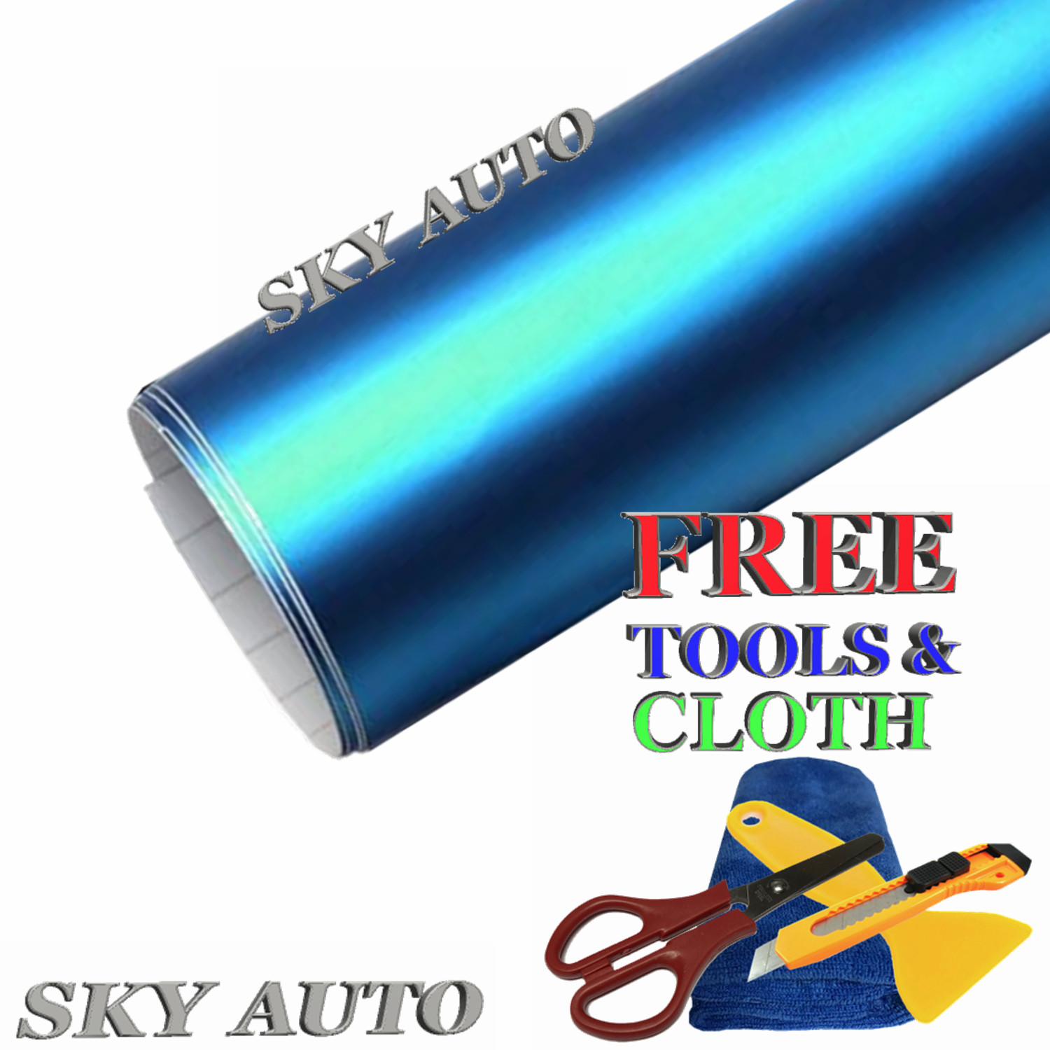 Light Blue Premium car Satin Matte Chrome Plating Vinyl Sticker sheet Air Releas