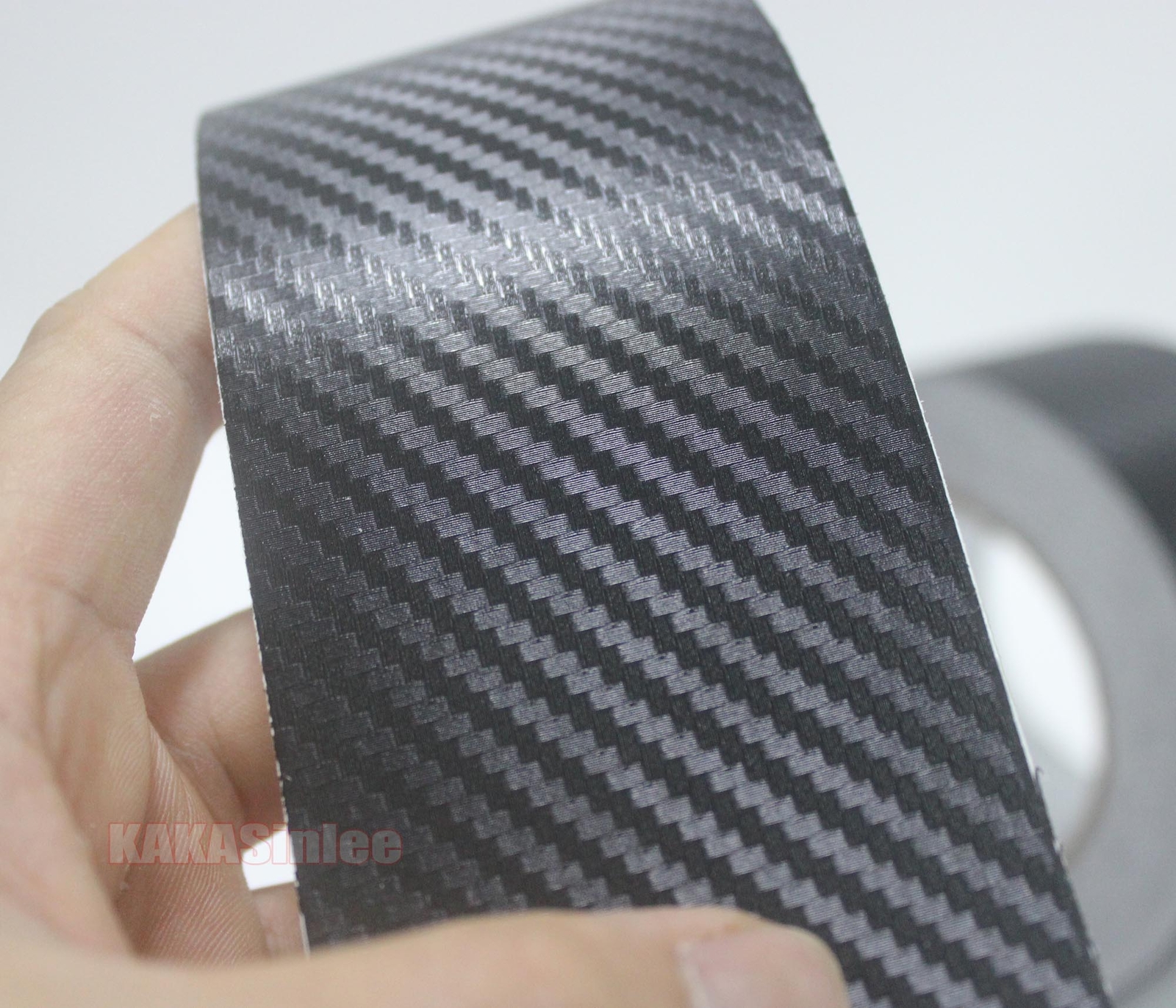 1.2″ W / Stretch Black 3D Carbon Fiber Texture Vinyl Tape Wrap Sticker Film HD