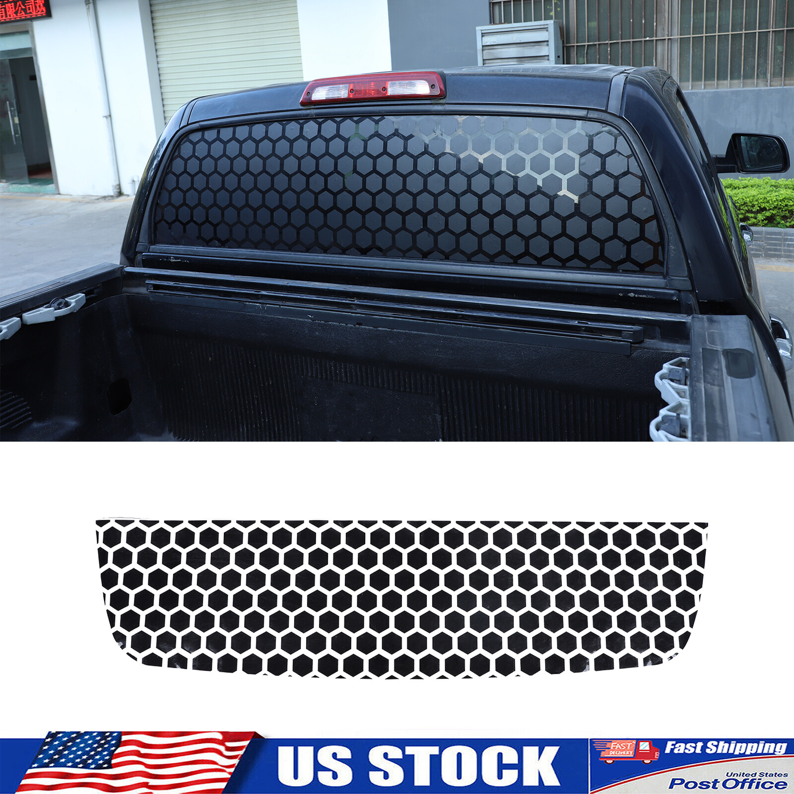 Matte Black Rear Window Honeycomb Decal VinylsFits 2007-2021 Toyota Tundra