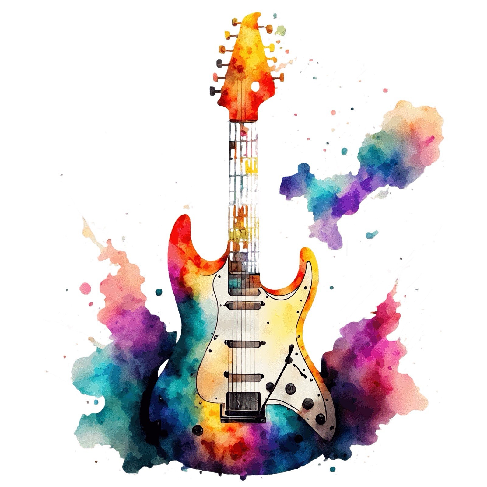 Music Phone Sticker (2 Inch) Electric Guitar Making Music Multi Color Pattern