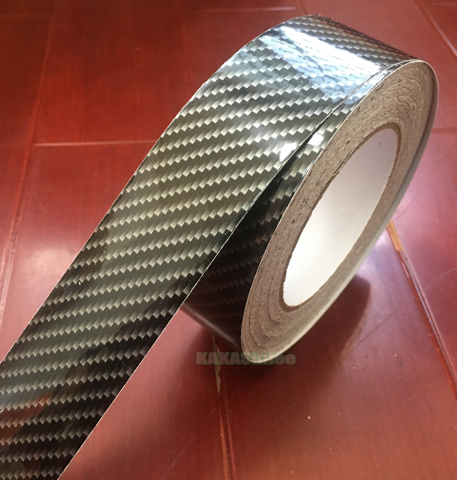 1.2″ x 120″ Flat 2D Black – Car Texture Carbon Fiber Vinyl Trim Wrap Sticker AF