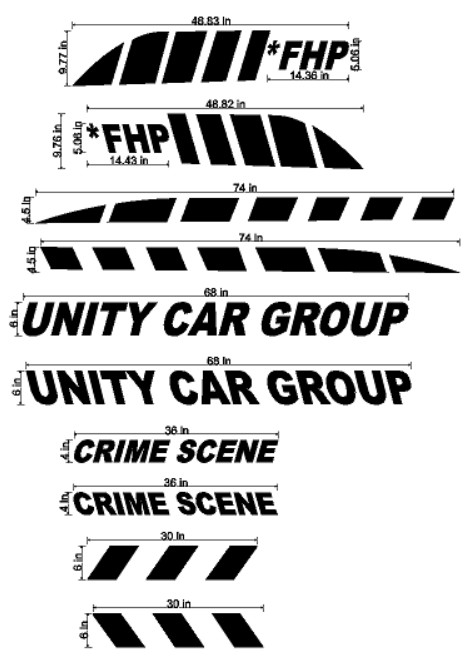 Custom Silver Reflective Car Decals Unity Car Group Left and Right Panels Set