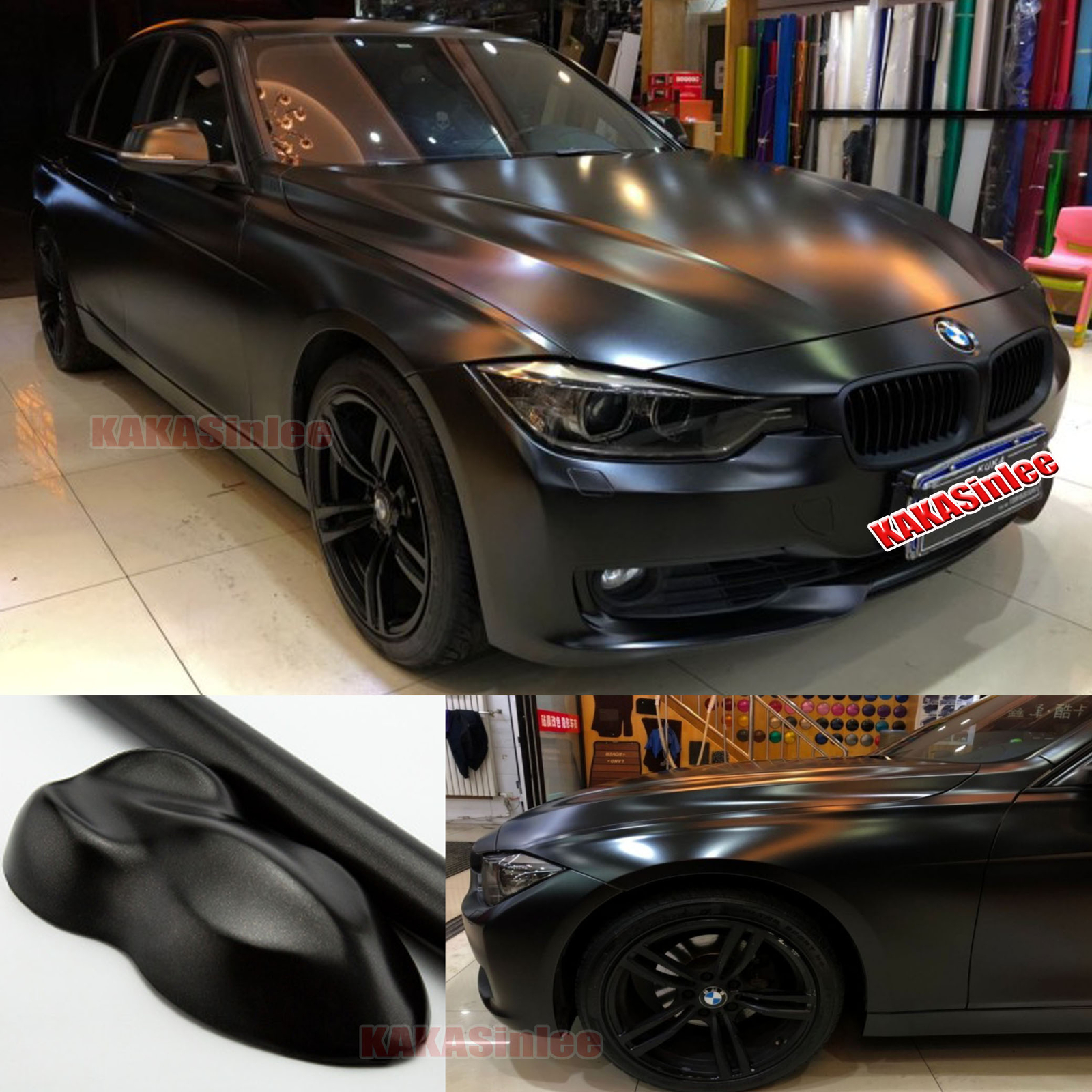 Air Free Stretch Car Pearl Metal Trim Satin Chrome Vinyl Wrap Sticker / Black US