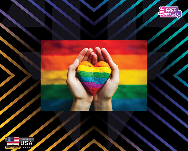 LGTB PRIDE DAY FLAG USA HEART DECAL STICKER RAINBOW FLAG LAMINATED FREE GIFT