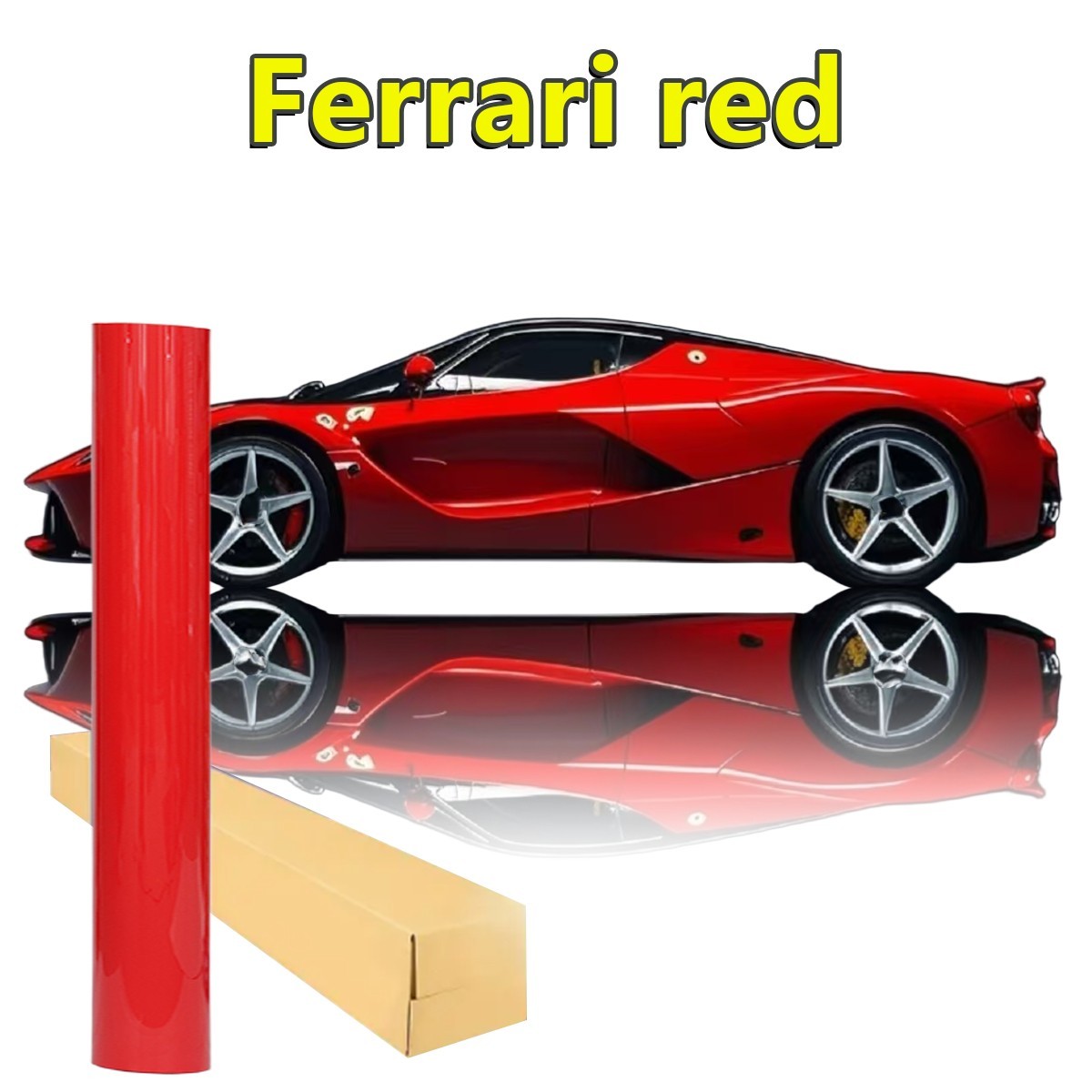 5FTx50FT PET High Gloss Crystal Racing Red Vinyl Wrap Self-Adhesive US Stock