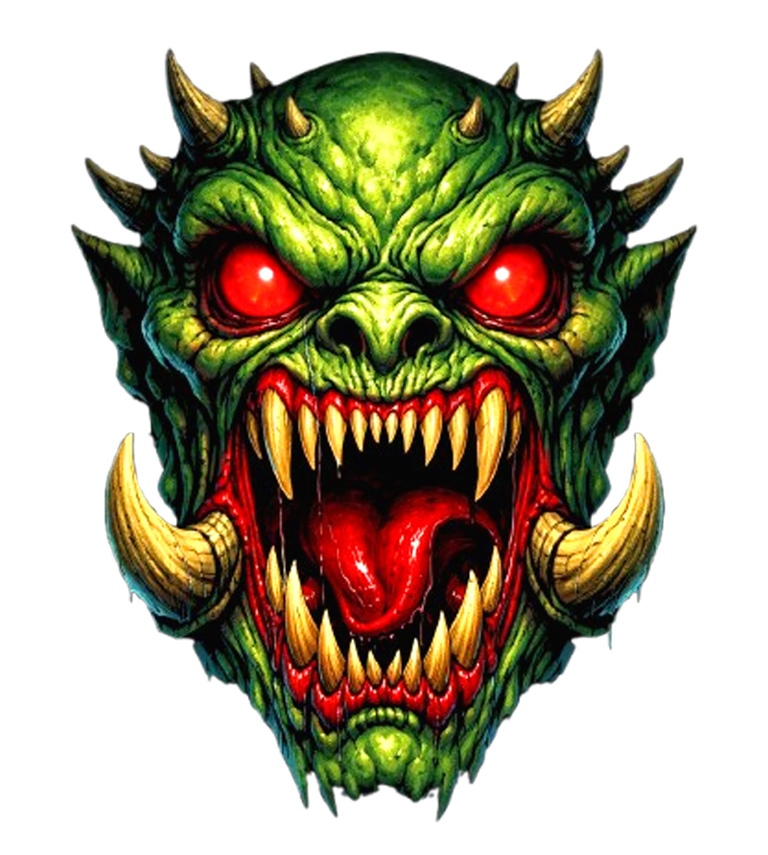 GREEN DEMON MOSTER DIE CUT DECAL OR MAGNET VINTAGE
