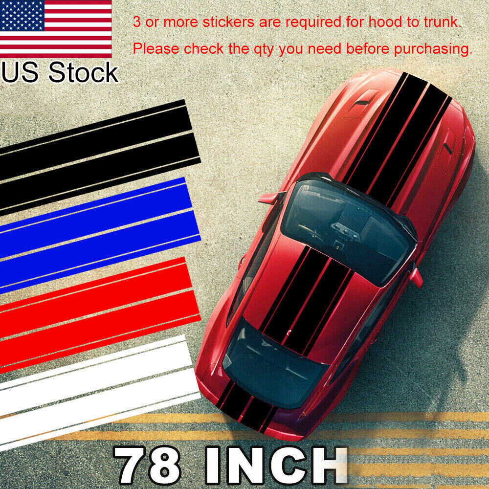 78″ 4-Line Rectangle Racing Vinyl Decal Stickers For Ford Mustang Chevy Camaro