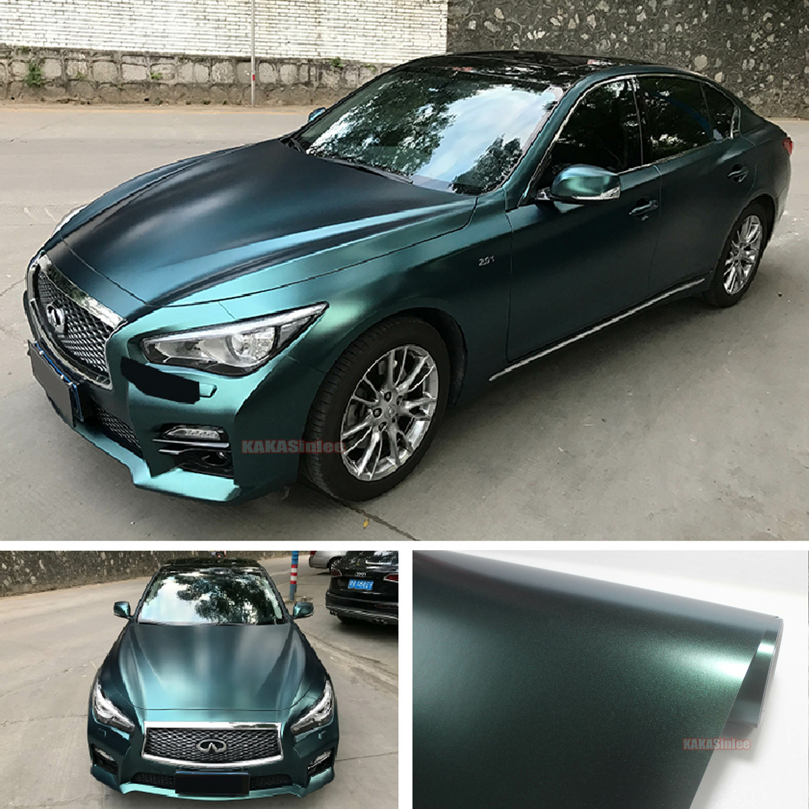 Flexible Car Pearl Metal Flat Glitter Satin Chrome Vinyl Wrap Sticker Green – US
