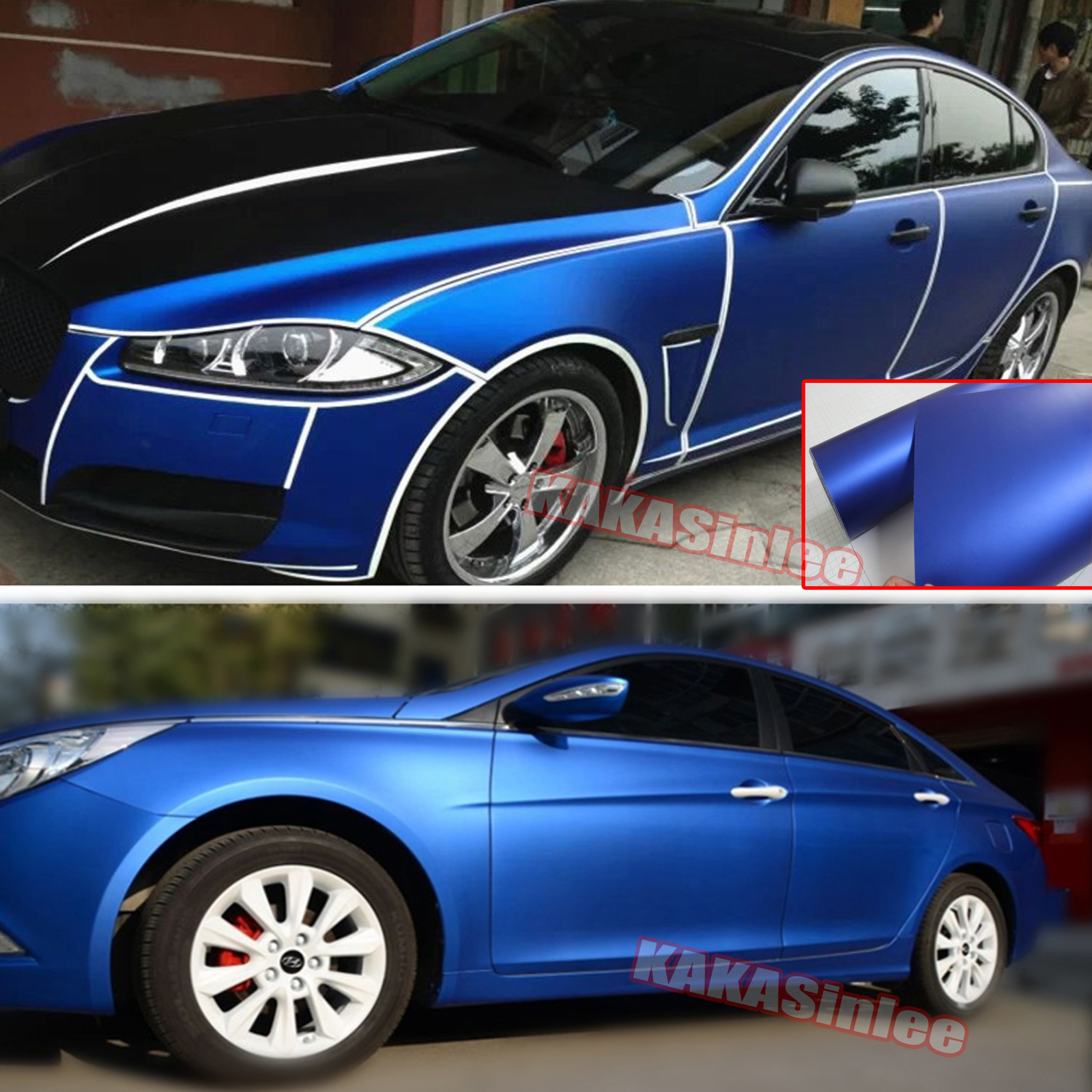 Blue Satin Chrome Entire Entire Auto Car Metal Sticker Vinyl Wrap Flexible ABUS