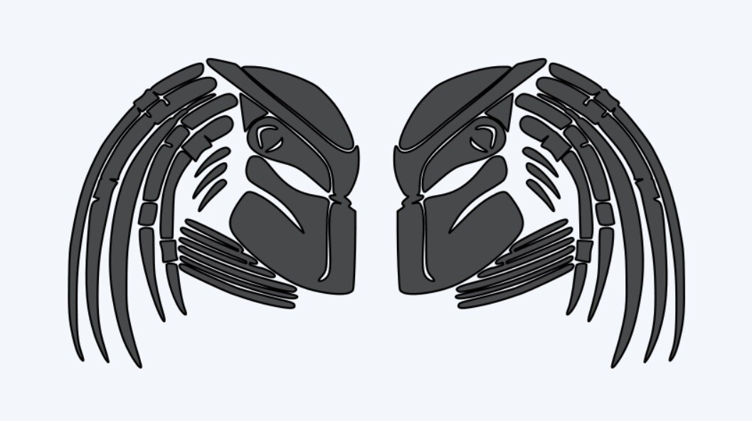 Predator profile helmet decals. (2 decals Left/Right) Motorcycle decals.