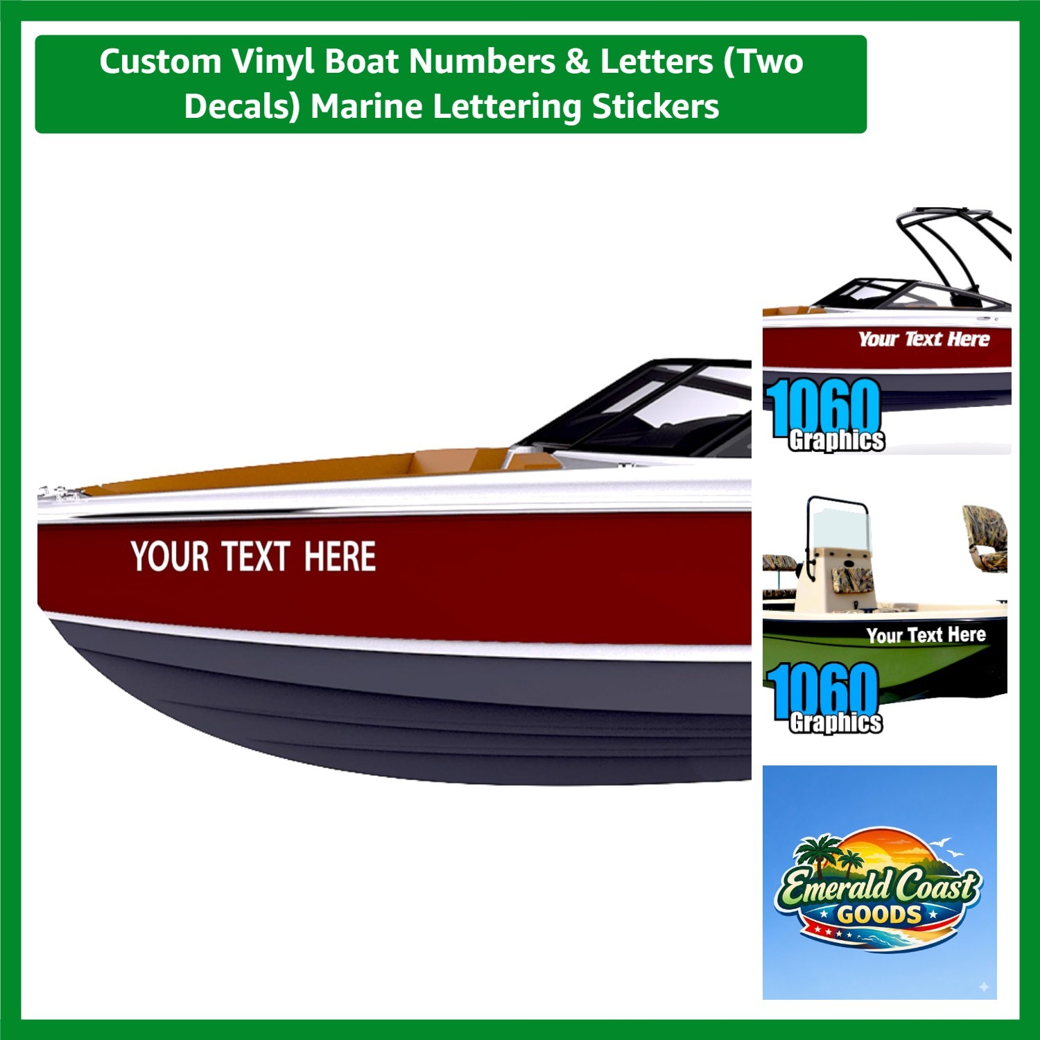 Custom Vinyl Boat Numbers & Letters Two Decals Marine Lettering Stickers
