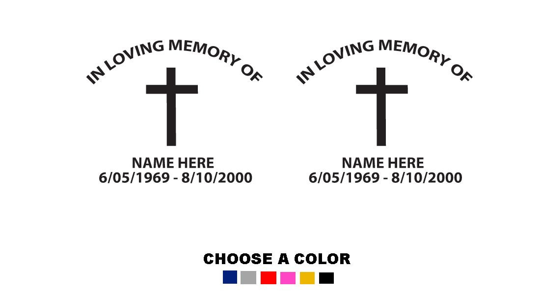 In Loving Memory Custom 2X Stickers Vinyl Decal Sticker Cross Rest in peace