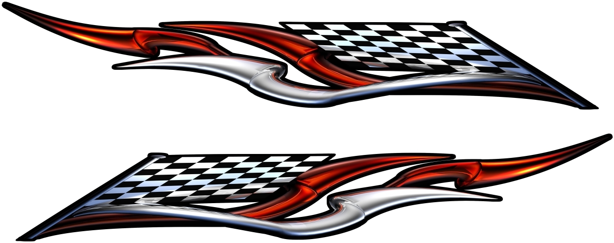 Trailer Boat Car Truck Wall Auto Race Flag Graphics Decals Stickers 50″ set
