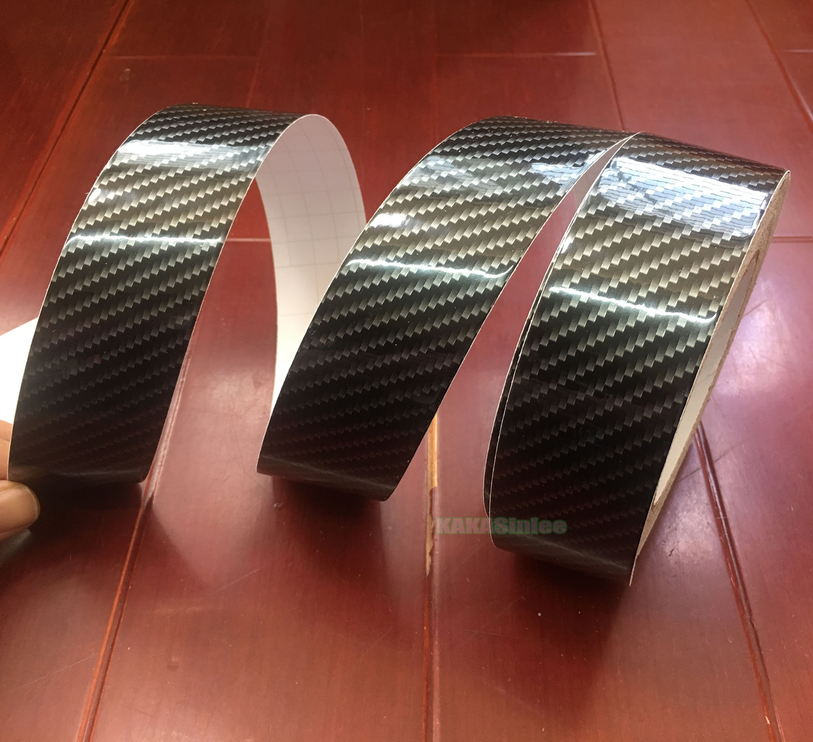 1.2″ x 120″ Flat 2D Black – Car Texture Carbon Fiber Vinyl Trim Wrap Sticker AF