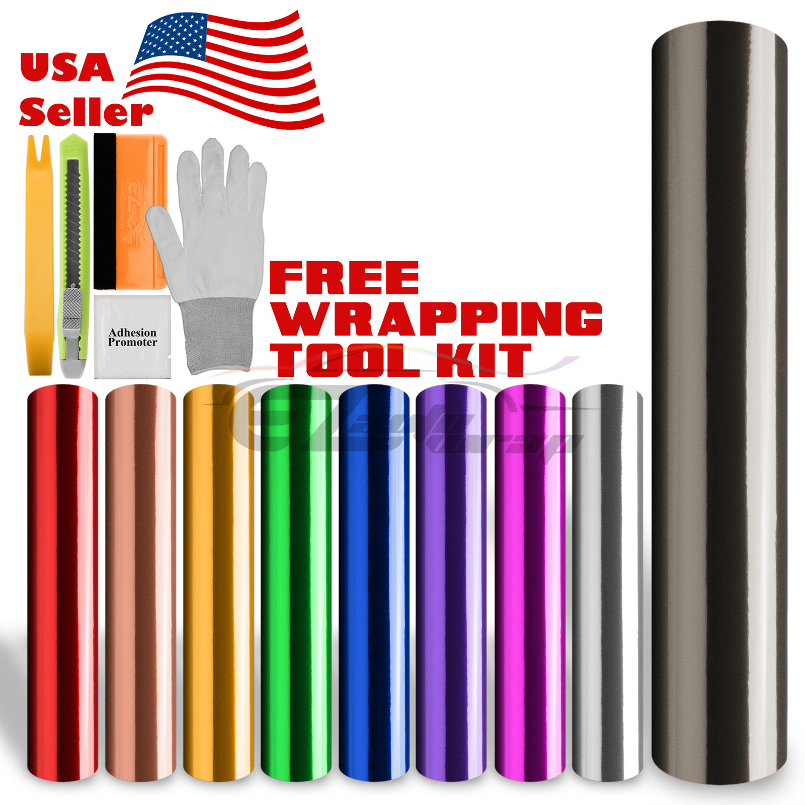 9 Colors Chrome Mirror Vinyl Film Wrap Sticker Decal Air Release Bubble Free