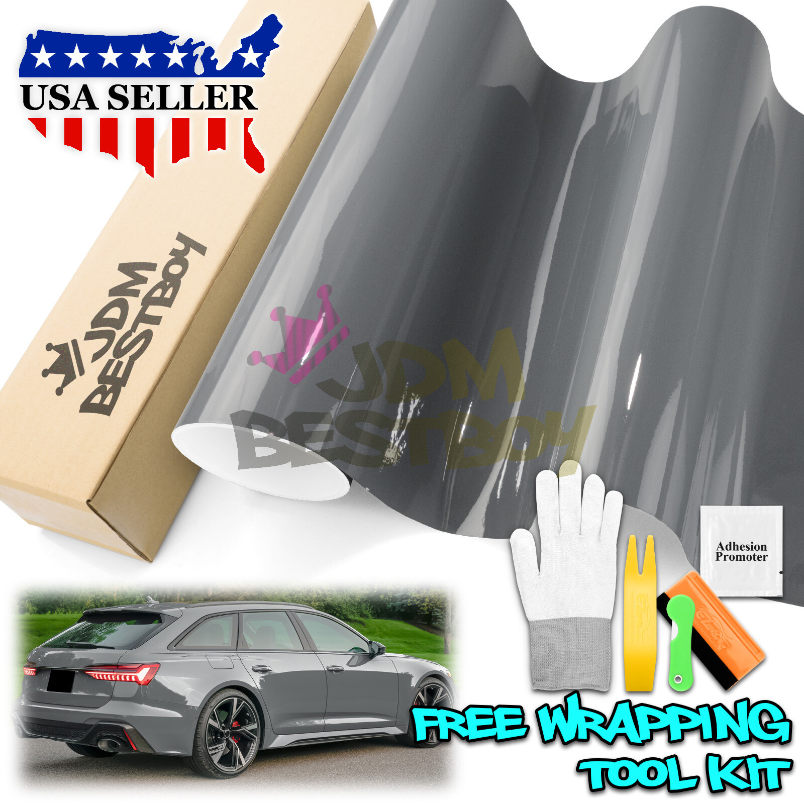 Gloss Glossy Nardo Gray Car Vinyl Wrap Sticker Decal Sheet Film DIY Air Release