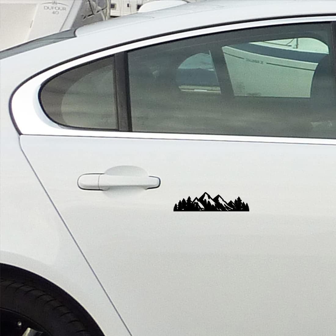 Sleek Mountain Tree Vinyl Decal Set for Cars & Laptops – Durable and Stylish