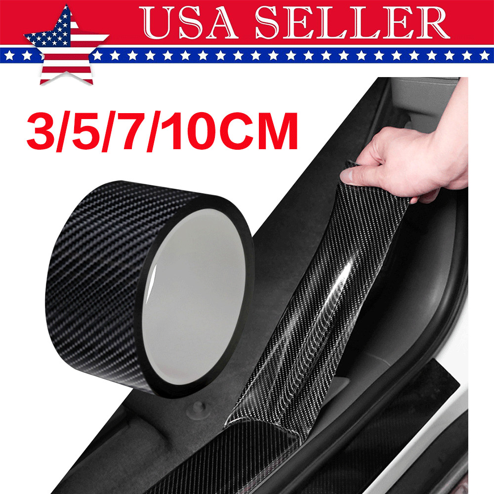 AUTO Accessories 5D Glossy Carbon Fiber Vinyl Car Scuff Plate Door Sill Stickers