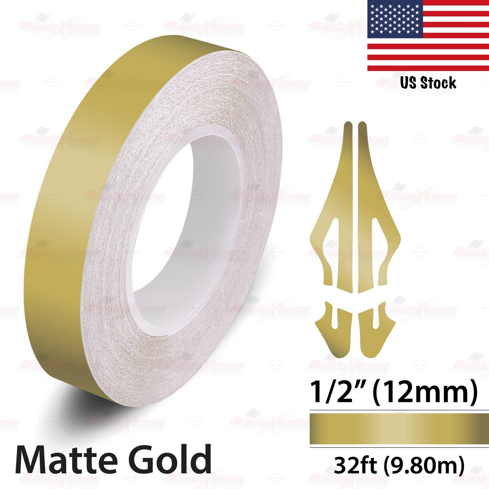 1/2″ Vinyl Pinstriping Pin Stripe Car Styling Tape Decal Sticker 12mm MATTE GOLD