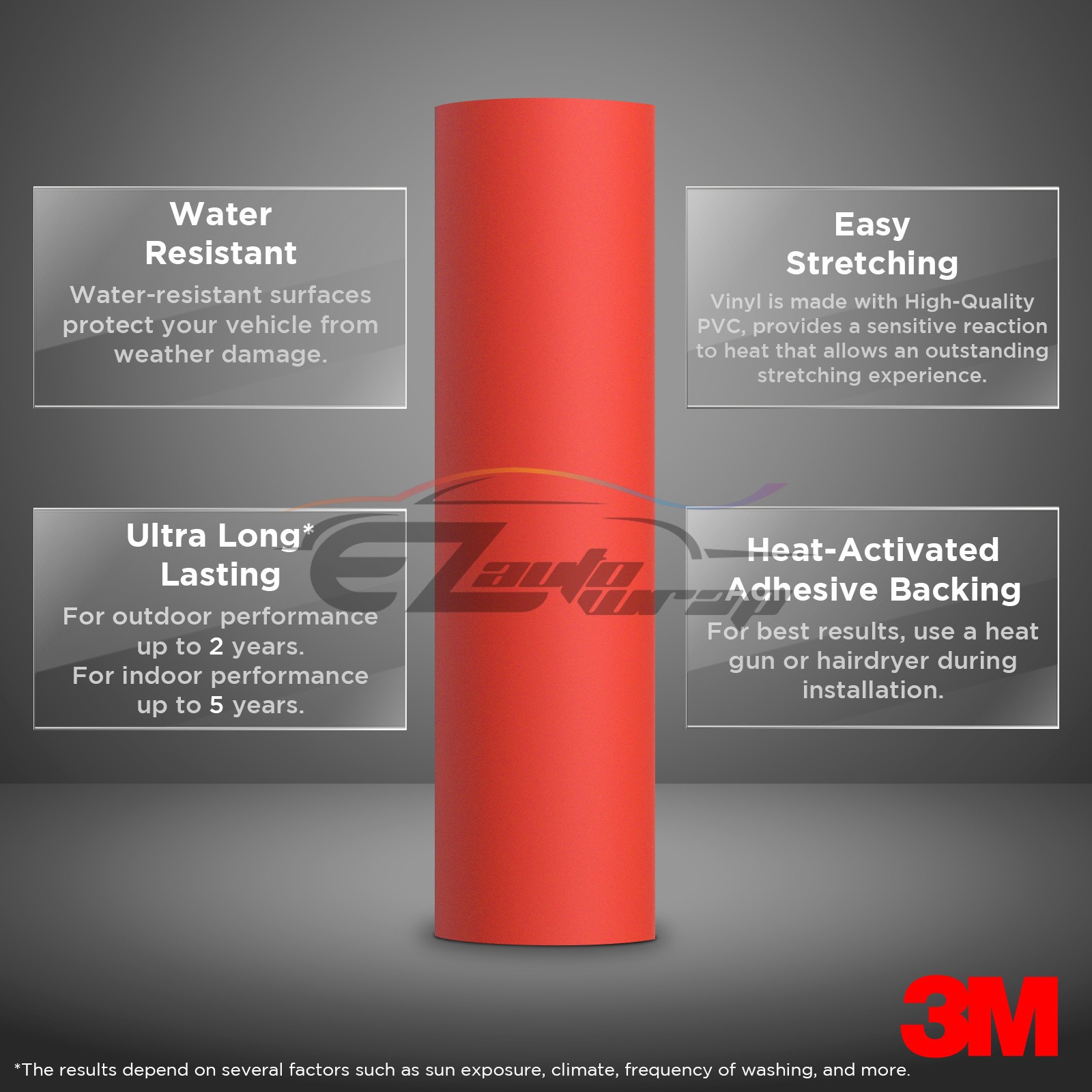 Genuine 3M 2080 Series M13 Matte Red Vinyl Wrap Vehicle Film Decal Sheet Film