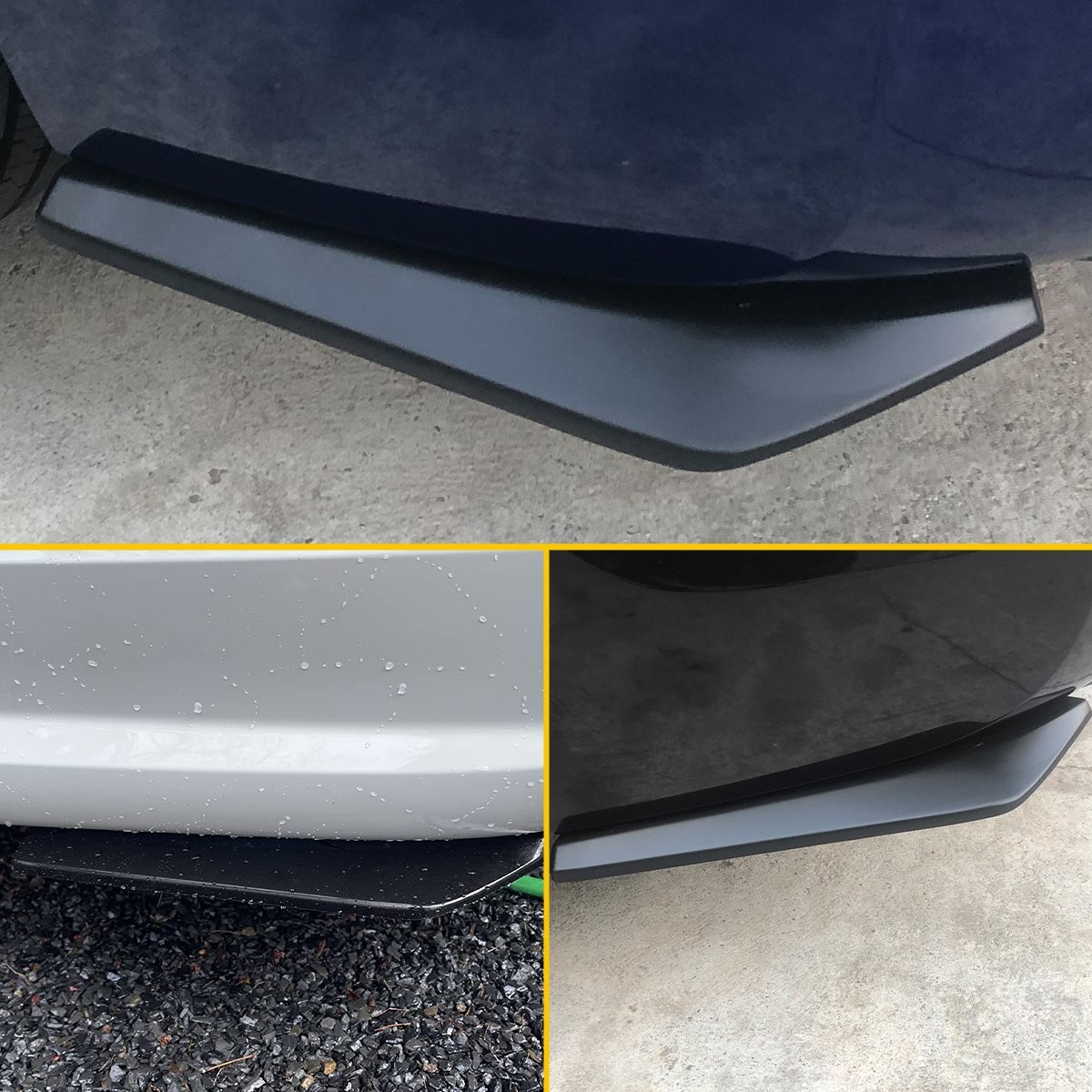 Gloss Car Black Rear Bumper Canard Fin Diffuser Valence Splitter Spoiler Lips