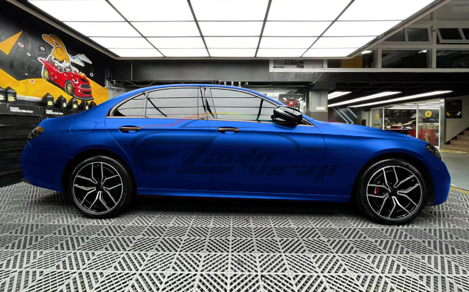 【Satin Chrome】 Blue Matte Metallic Car Vinyl Wrap Sticker Air Release Sheet Film