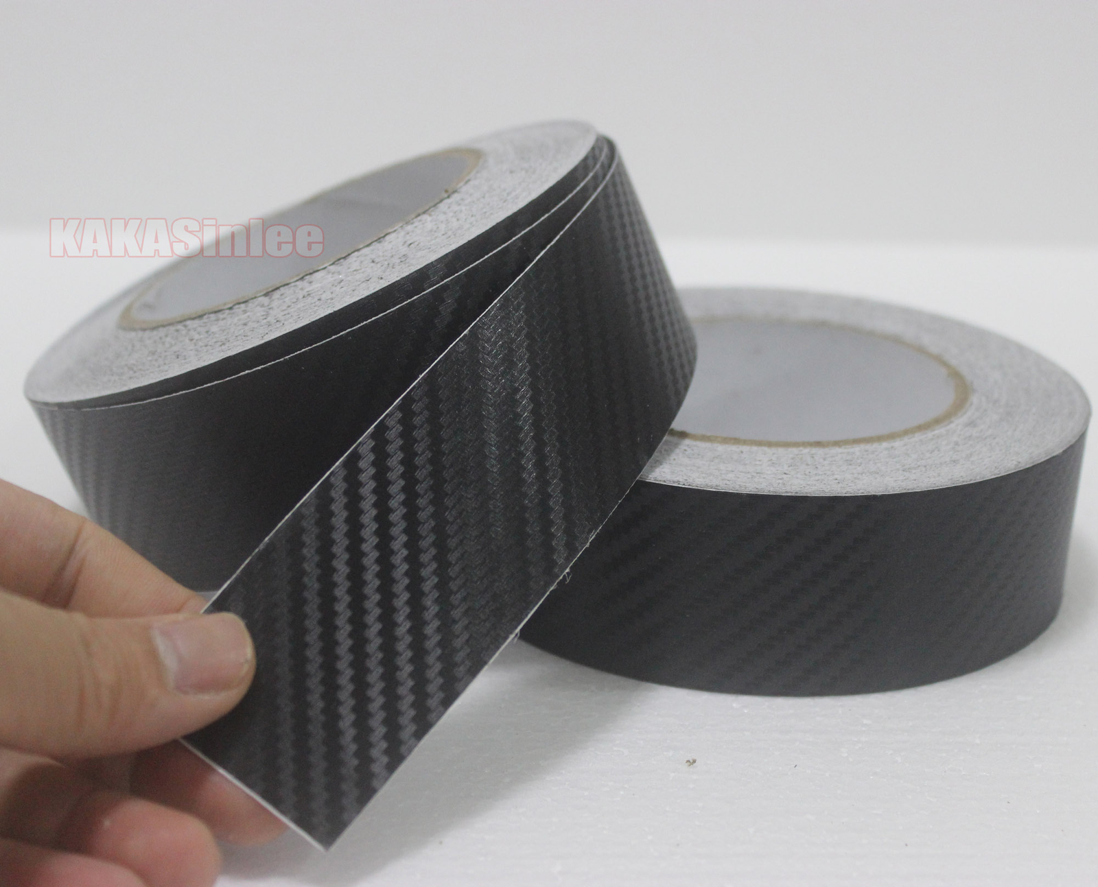 1.2″ W / Stretch Black 3D Carbon Fiber Texture Vinyl Tape Wrap Sticker Film HD
