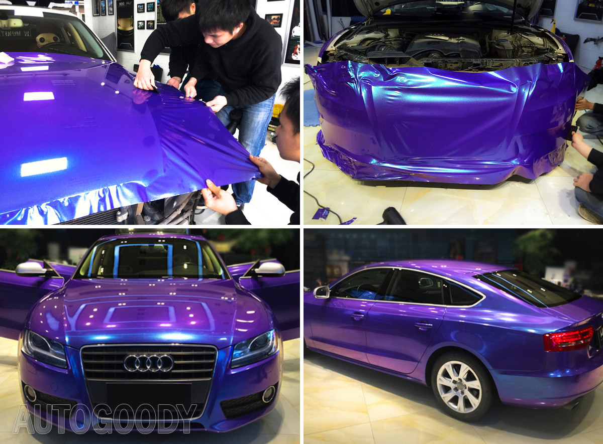 12″ x 60″ Gloss Metallic Chameleon Purple Blue Vinyl Film Wrap Air Bubble Free