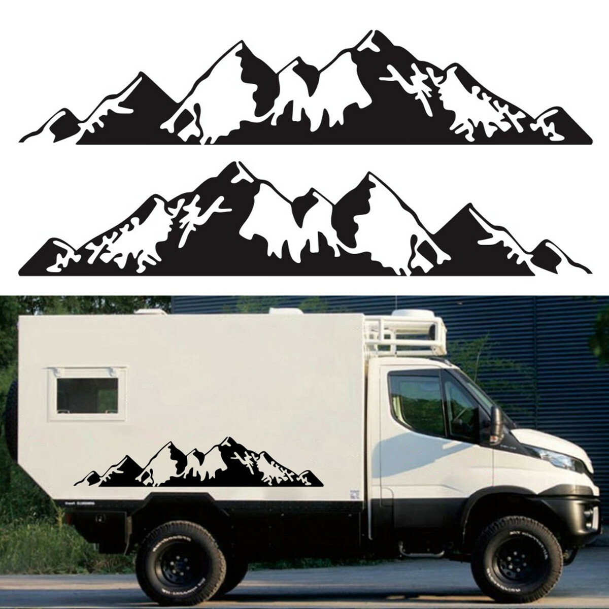 Car Racing Side Door Long Stripe Stickers Mountain Graphic Vinyl Decal 190x38cm