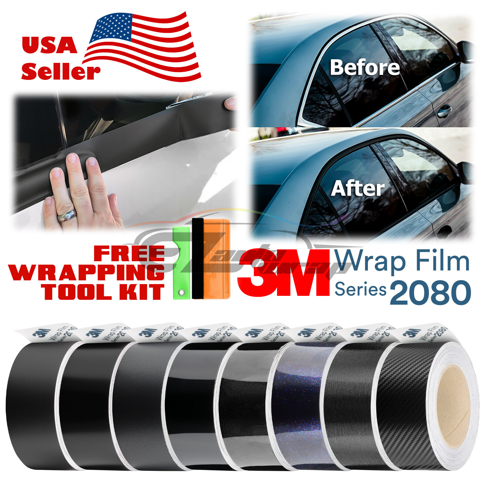 3M 2080 Black Vinyl Wrap Roll Kit Blackout Chrome Delete1 Window Trim Door Trim