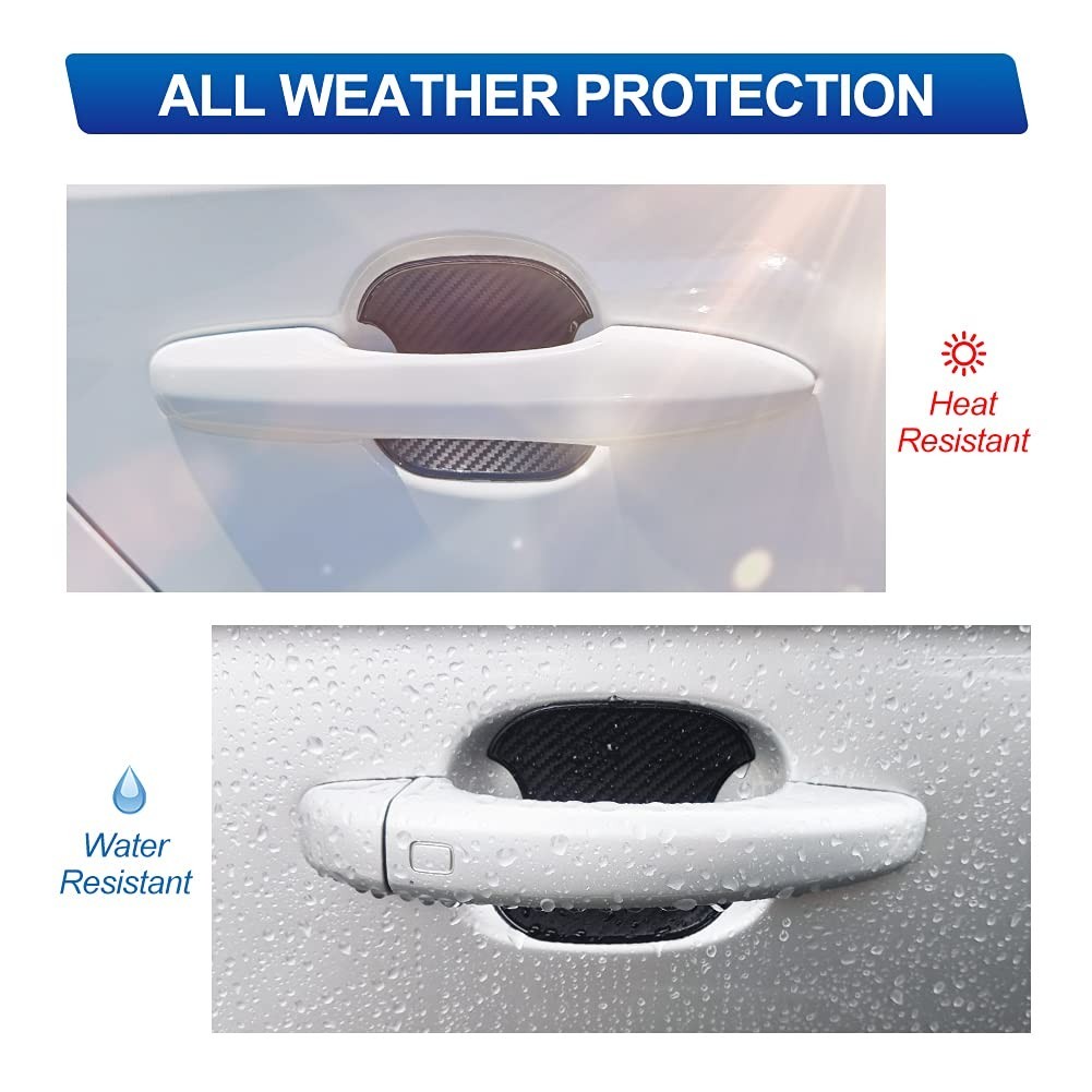 Universal Car Door Handle Scratch Protector – 4Pcs TPU Carbon Fiber 3D Stickers