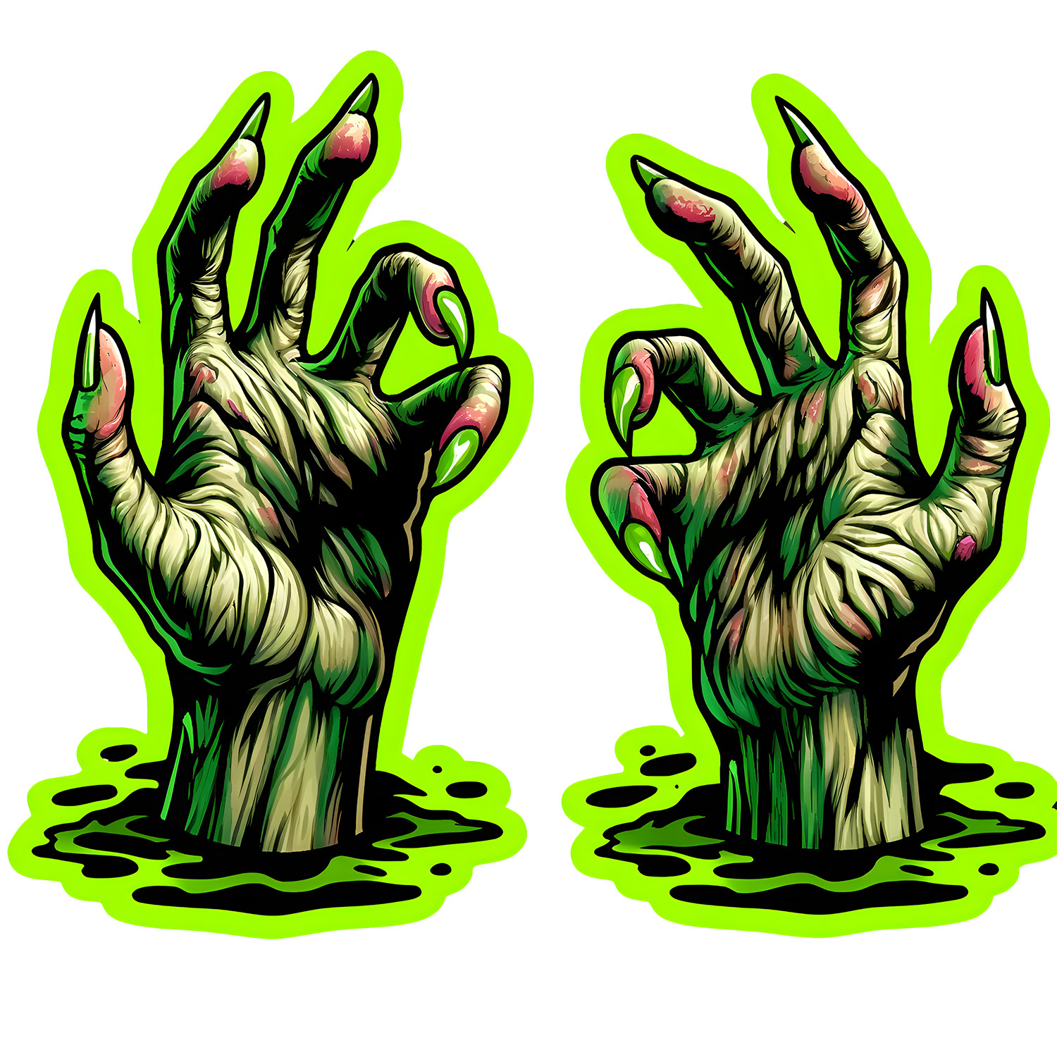 Halloween Sticker 4″ Spooky Dark Evil Scary Zombie Hands Creepy