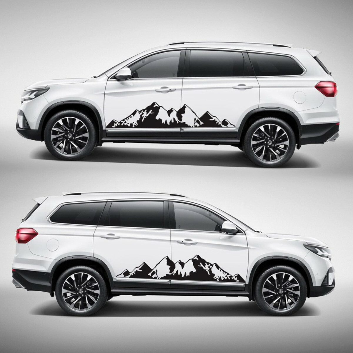 Snow Mountain Range Graphics Stickers Car Side Door Long Stripe Vinyl Decals 2Pc