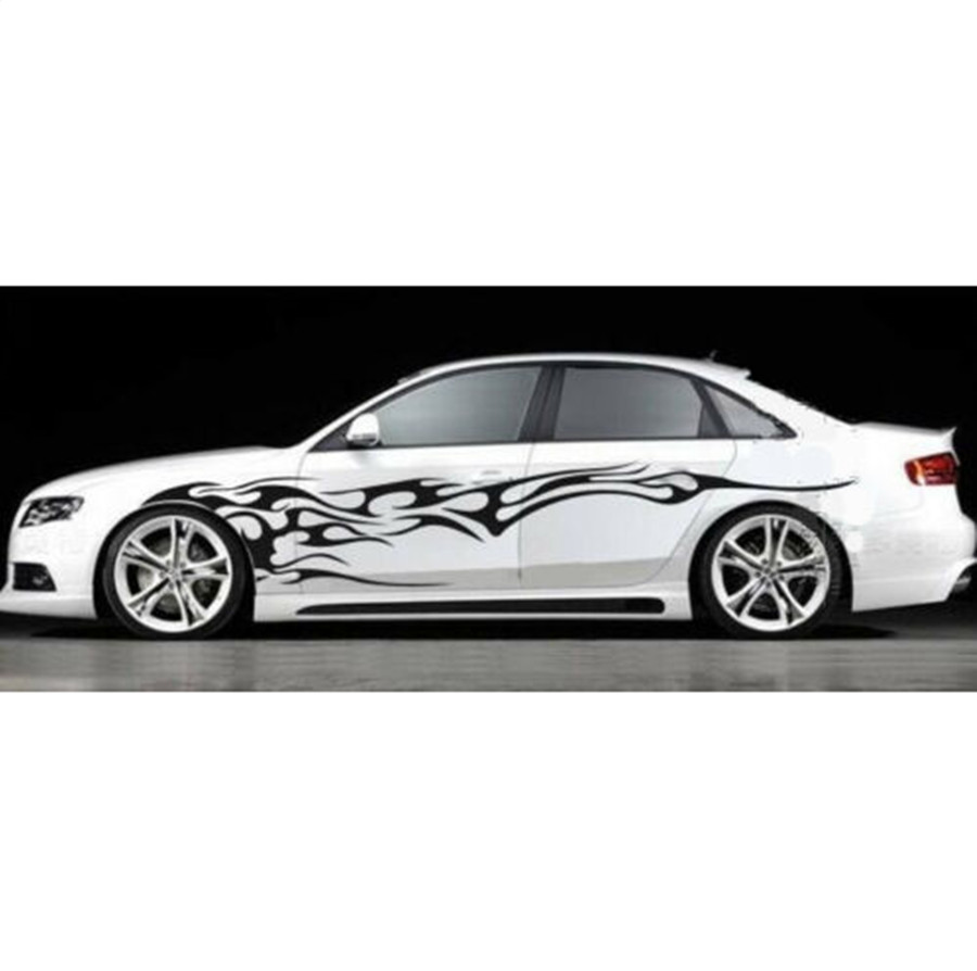 Car Body Side Flame Graphics Stripes Sticker Vinyl Decal DIY Decoration 1 Pair