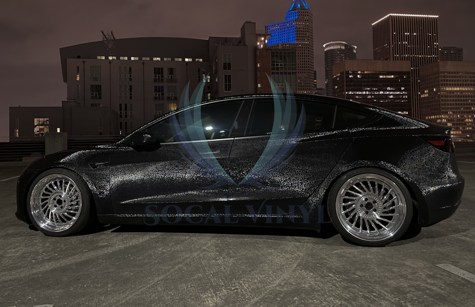 PET Damascus Steel Forged Carbon Fiber Black Car Vinyl Wrap Decal Sticker Film