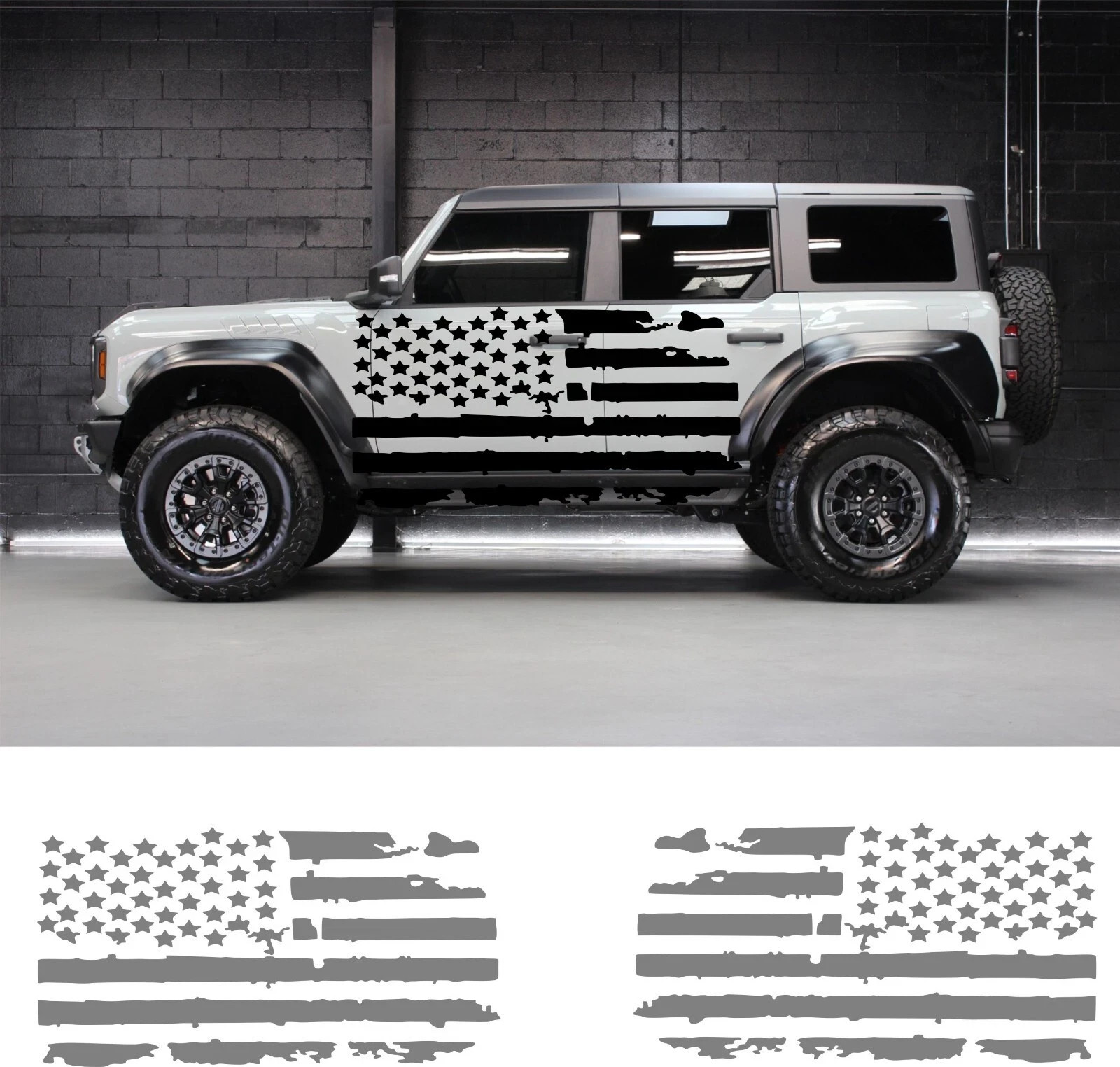 2X USA Flag Truck Side Decals 44x80in Left & Right Pair Made in USA